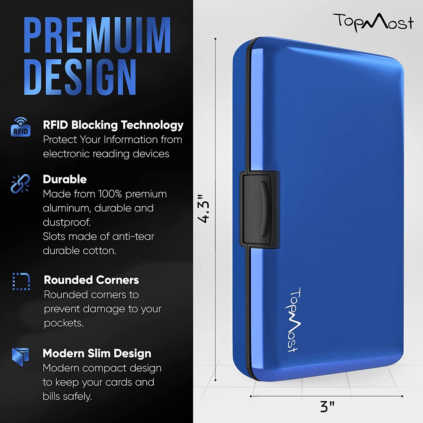 Billetera de Aluminio con Bloqueo RFID y Porta Tarjetas Unisex - Azul