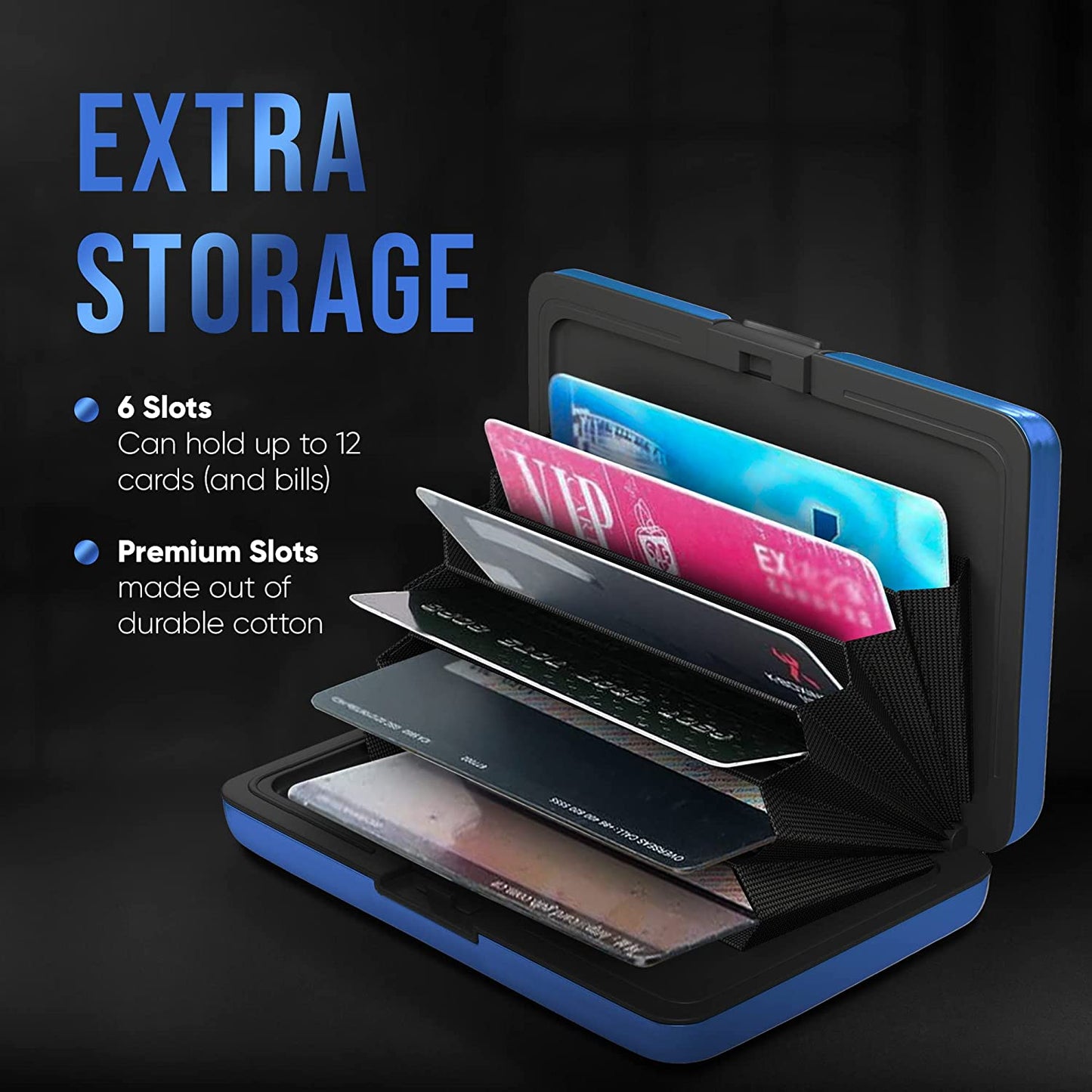 Billetera de Aluminio con Bloqueo RFID y Porta Tarjetas Unisex - Azul