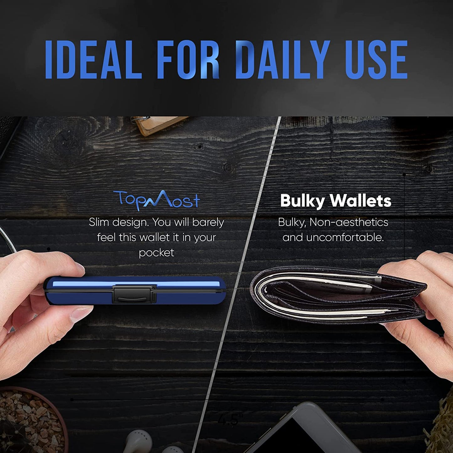 Billetera de Aluminio con Bloqueo RFID y Porta Tarjetas Unisex - Azul