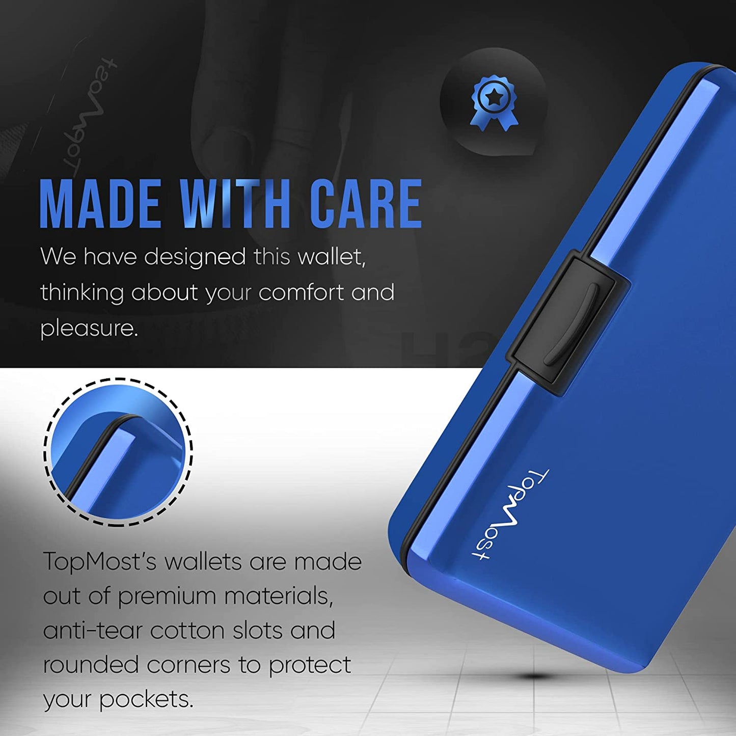 Billetera de Aluminio con Bloqueo RFID y Porta Tarjetas Unisex - Azul