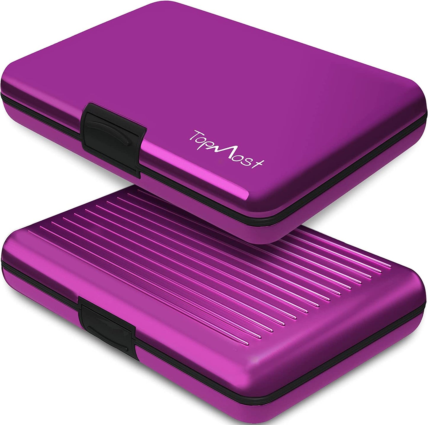 Cartera de Aluminio con Bloqueo RFID para Tarjetas de Crédito y Billetes, Púrpura, Tarjetero