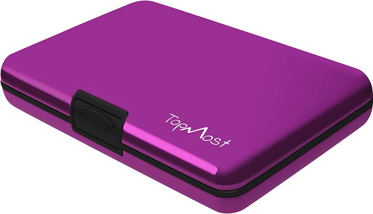 Cartera de Aluminio con Bloqueo RFID para Tarjetas de Crédito y Billetes, Púrpura, Tarjetero