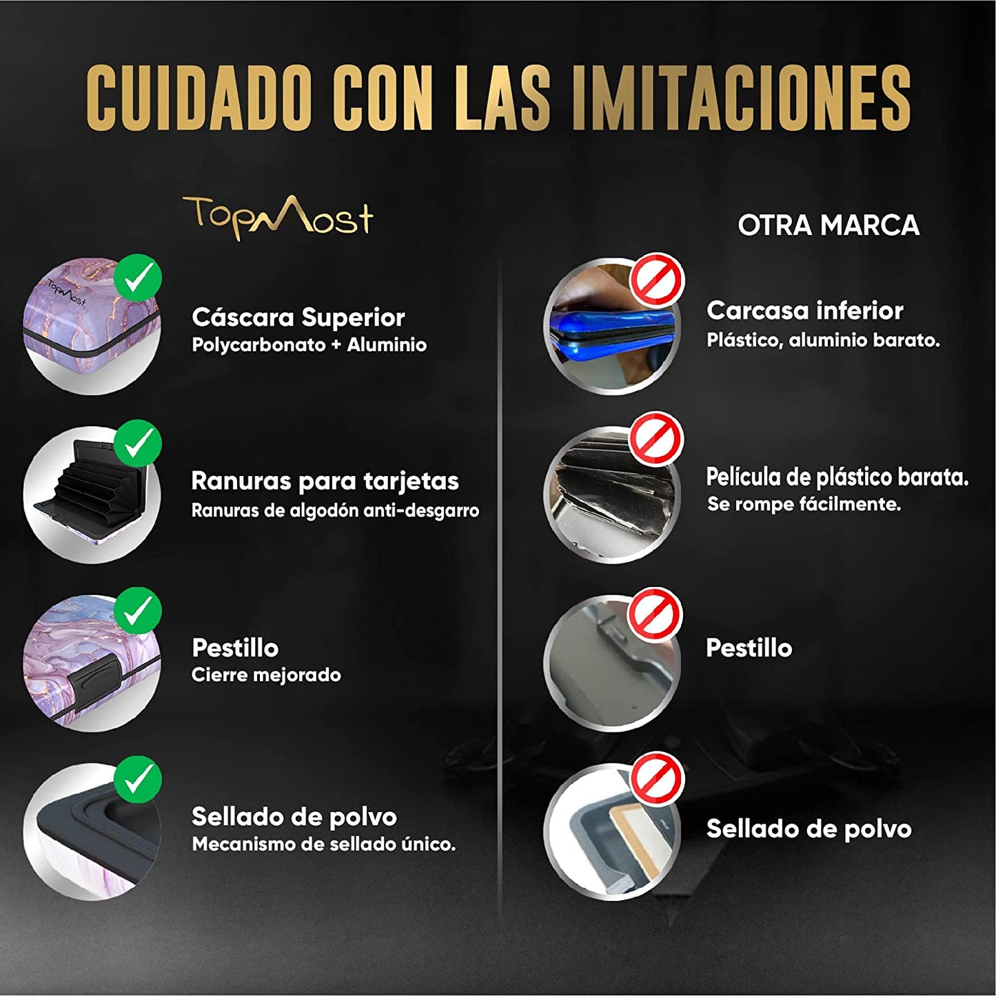 Cartera de Aluminio con Bloqueo RFID y Textura de Mármol para Tarjetas y Billetes