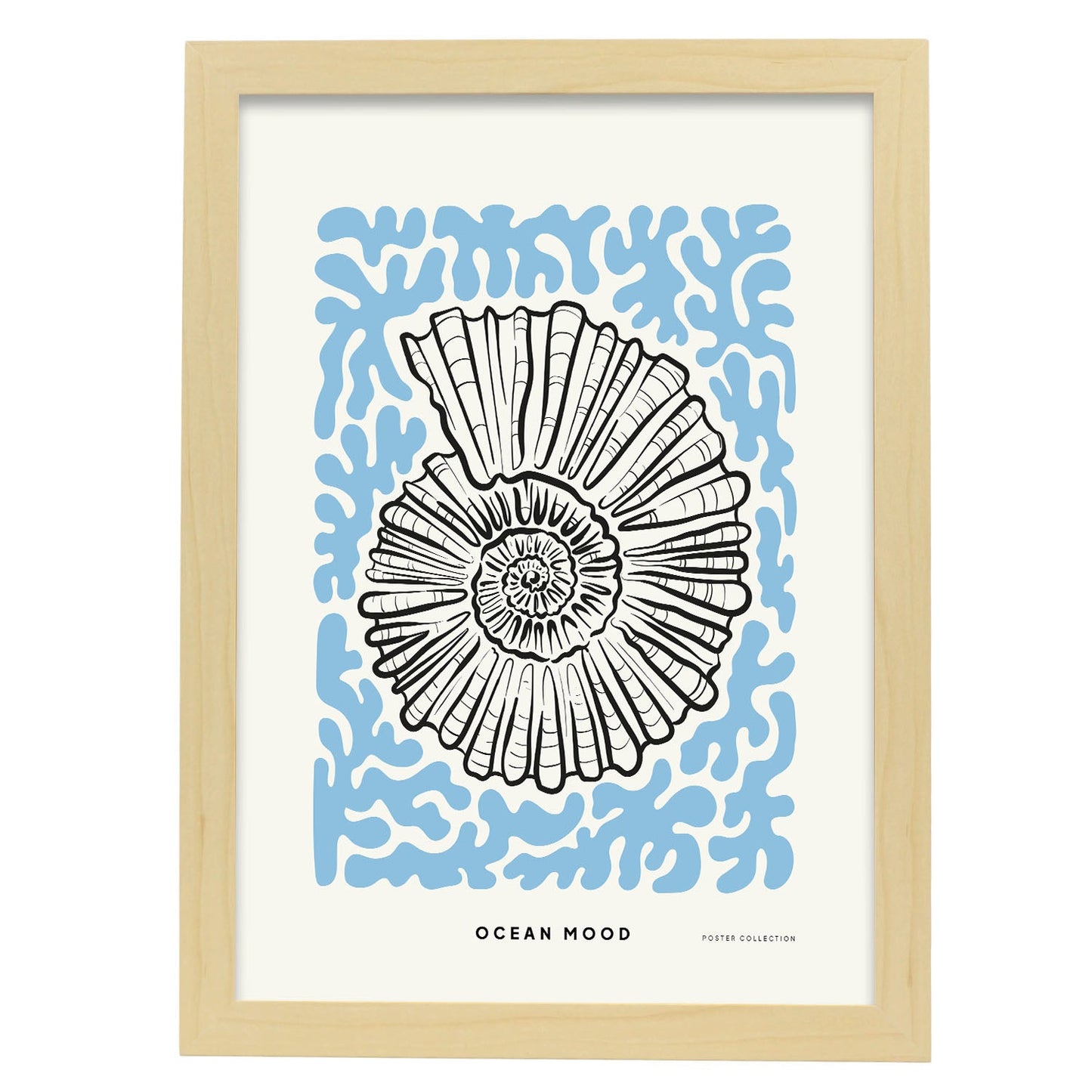 Topview Florida seashell-Artwork-Nacnic-A3-Marco Madera clara-Nacnic Estudio SL