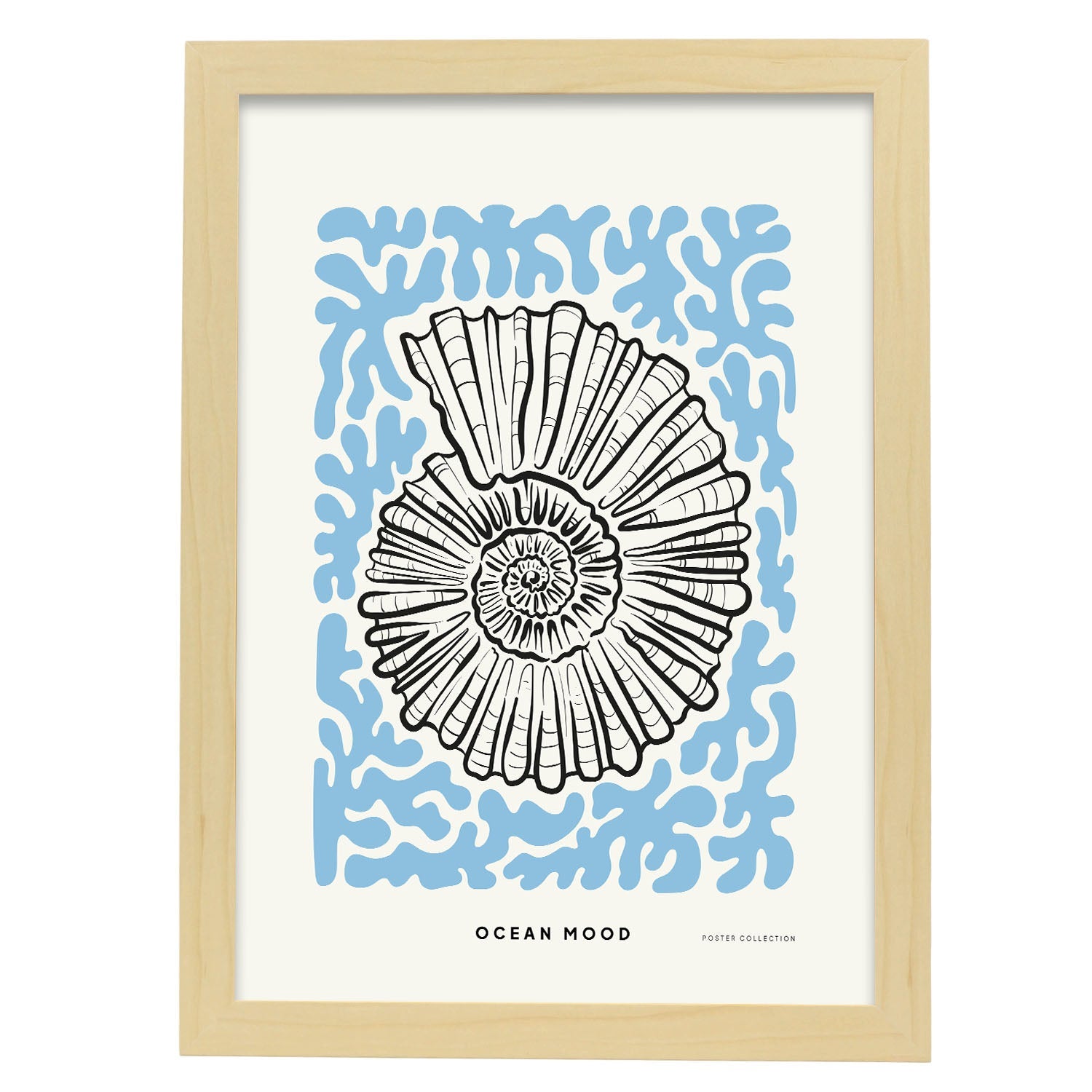Topview Florida seashell-Artwork-Nacnic-A3-Marco Madera clara-Nacnic Estudio SL