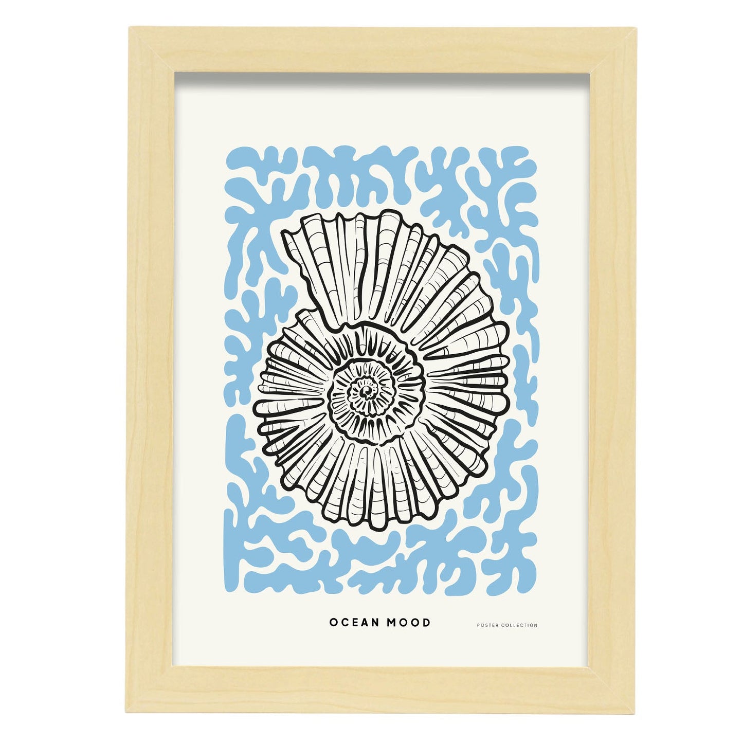 Topview Florida seashell-Artwork-Nacnic-A4-Marco Madera clara-Nacnic Estudio SL