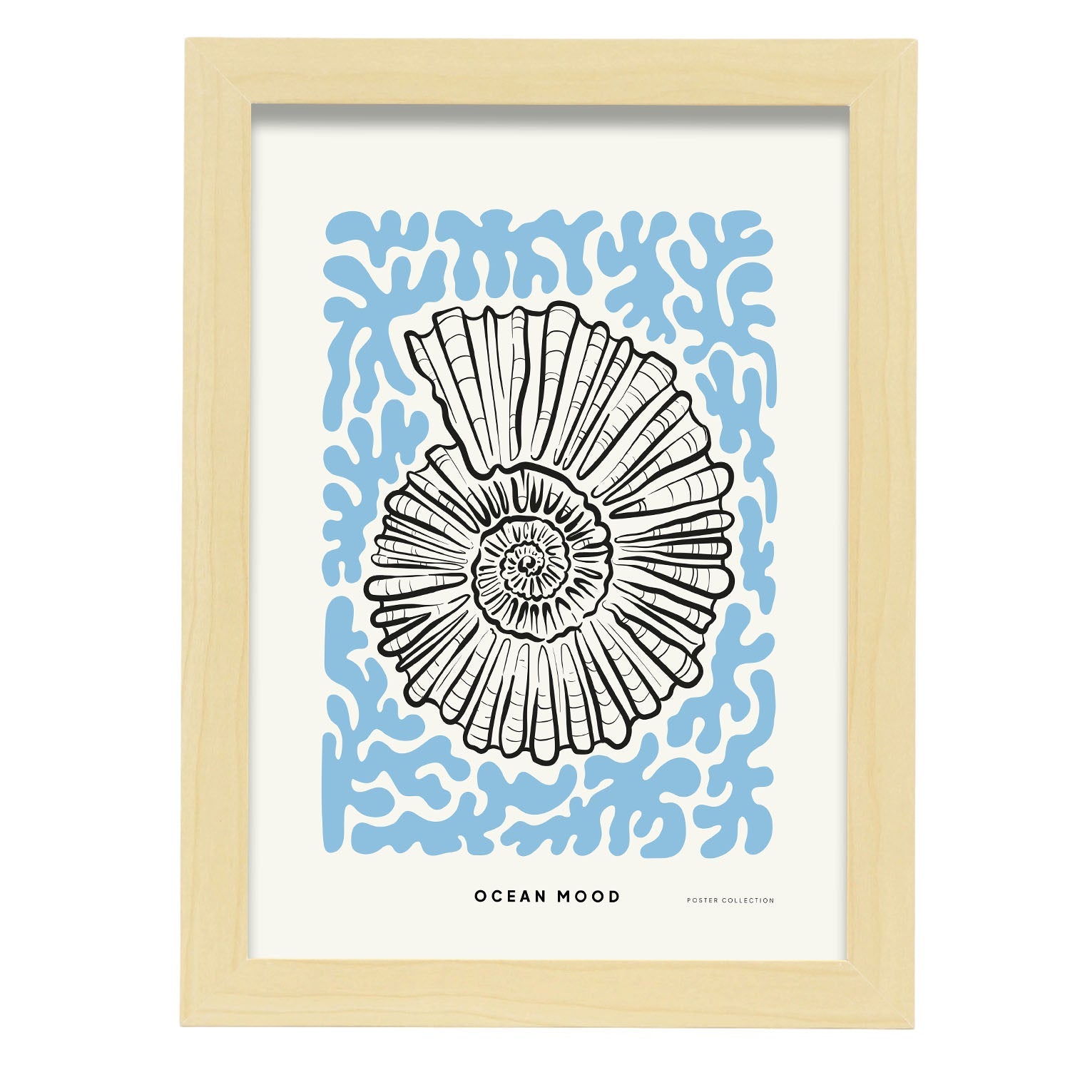 Topview Florida seashell-Artwork-Nacnic-A4-Marco Madera clara-Nacnic Estudio SL