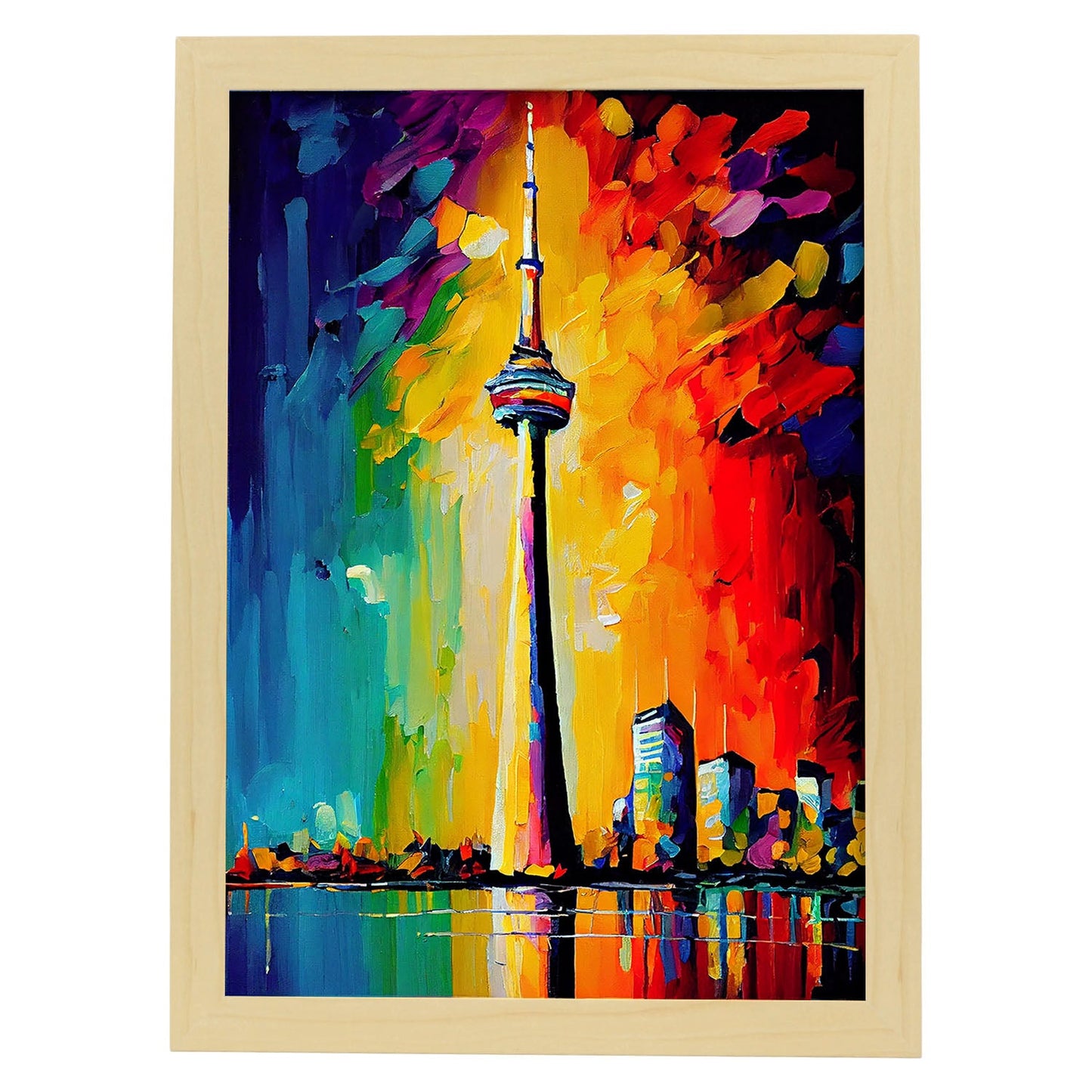 Torre Nacnic CN Toronto Toronto Canadá Cepillo de pintura al óleo Choques C. Estampados de arte de pared estético para el diseño de dormitorio o sala de estar.-Artwork-Nacnic-A4-Marco Madera clara-Nacnic Estudio SL