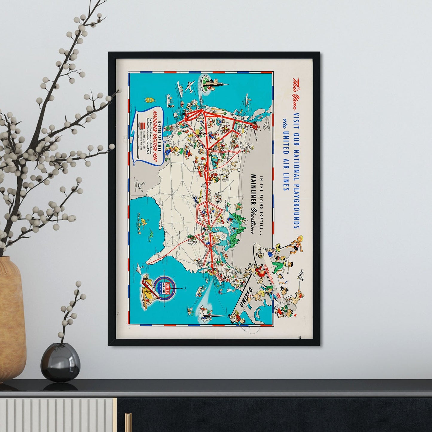 United_Air_Lines_mainliner_vacation_map_-_the_main_line_airway_to_the_nations_greatesst_vacationlands_east_and_west-Artwork-Nacnic-Nacnic Estudio SL