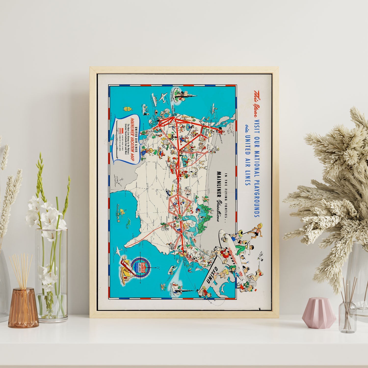 United_Air_Lines_mainliner_vacation_map_-_the_main_line_airway_to_the_nations_greatesst_vacationlands_east_and_west-Artwork-Nacnic-Nacnic Estudio SL