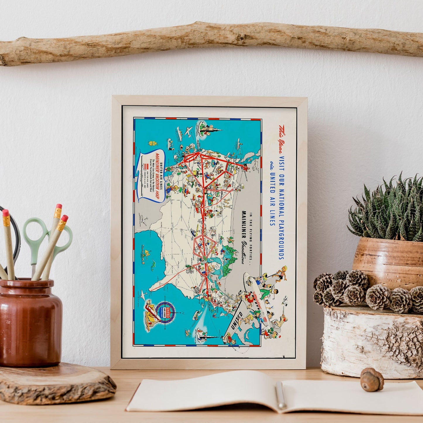 United_Air_Lines_mainliner_vacation_map_-_the_main_line_airway_to_the_nations_greatesst_vacationlands_east_and_west-Artwork-Nacnic-Nacnic Estudio SL