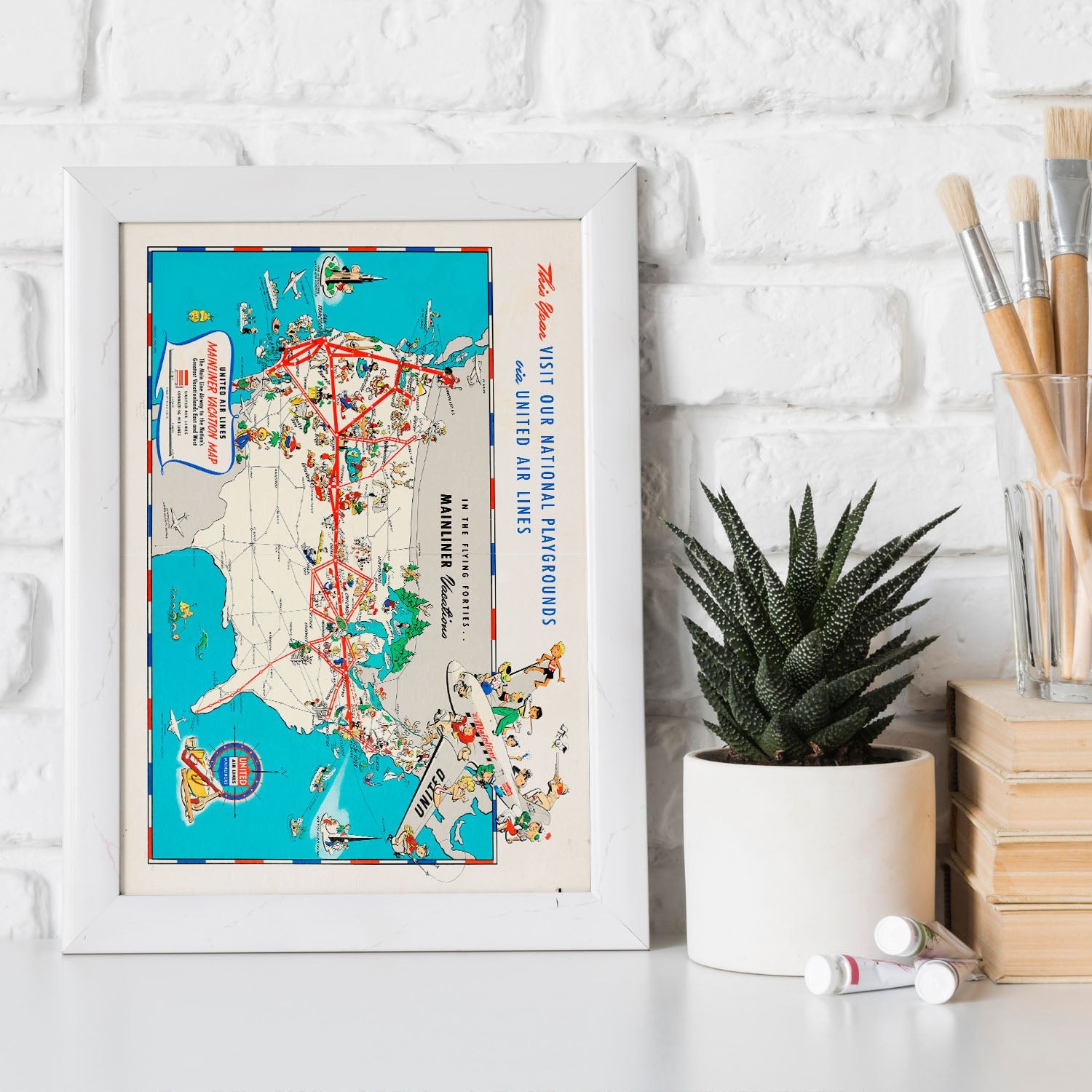 United_Air_Lines_mainliner_vacation_map_-_the_main_line_airway_to_the_nations_greatesst_vacationlands_east_and_west-Artwork-Nacnic-Nacnic Estudio SL
