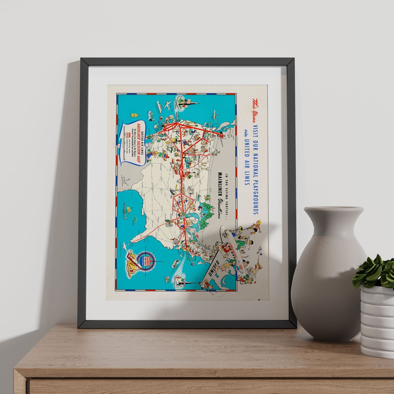United_Air_Lines_mainliner_vacation_map_-_the_main_line_airway_to_the_nations_greatesst_vacationlands_east_and_west-Artwork-Nacnic-Nacnic Estudio SL