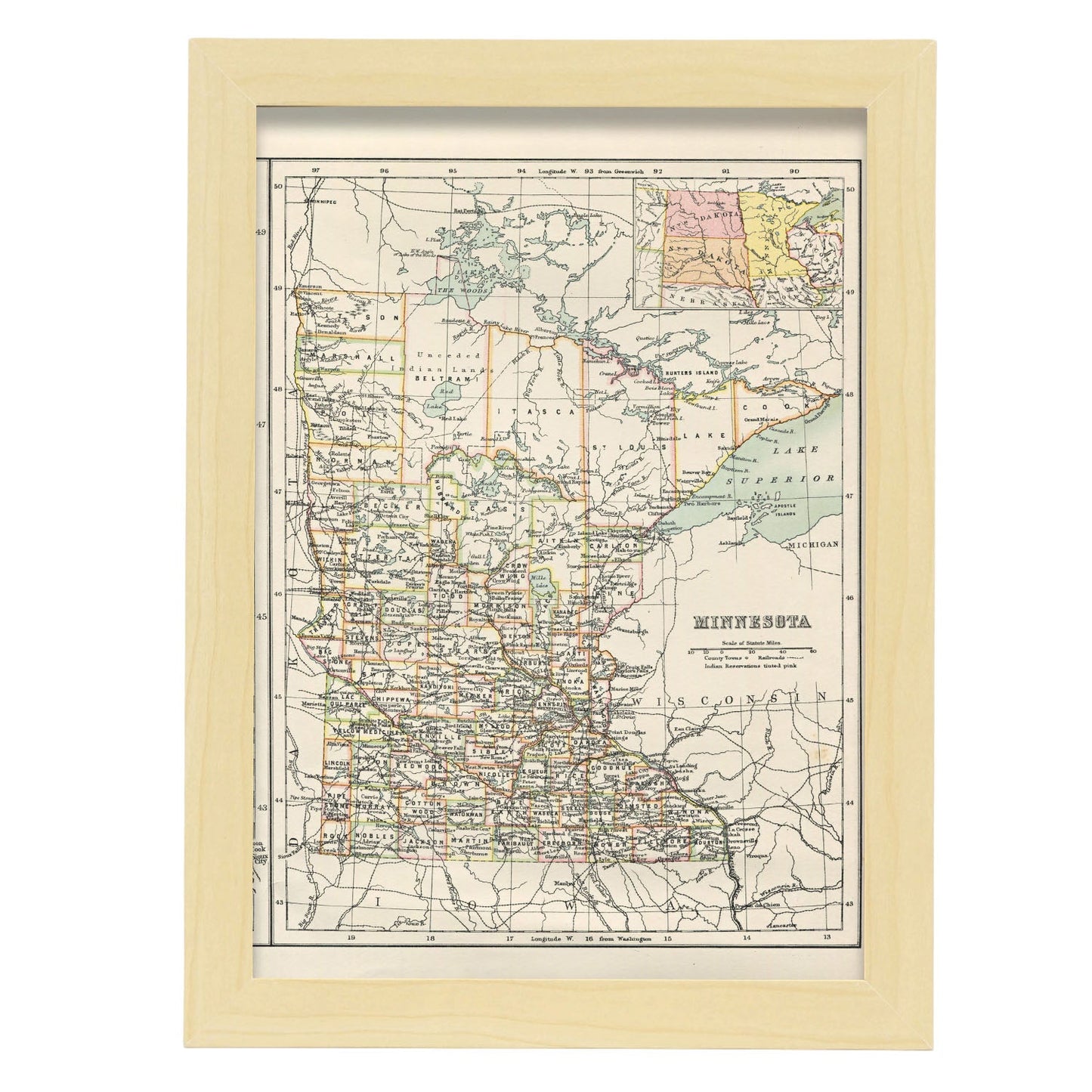 US states011 Minnesota-Artwork-Nacnic-A4-Marco Madera clara-Nacnic Estudio SL