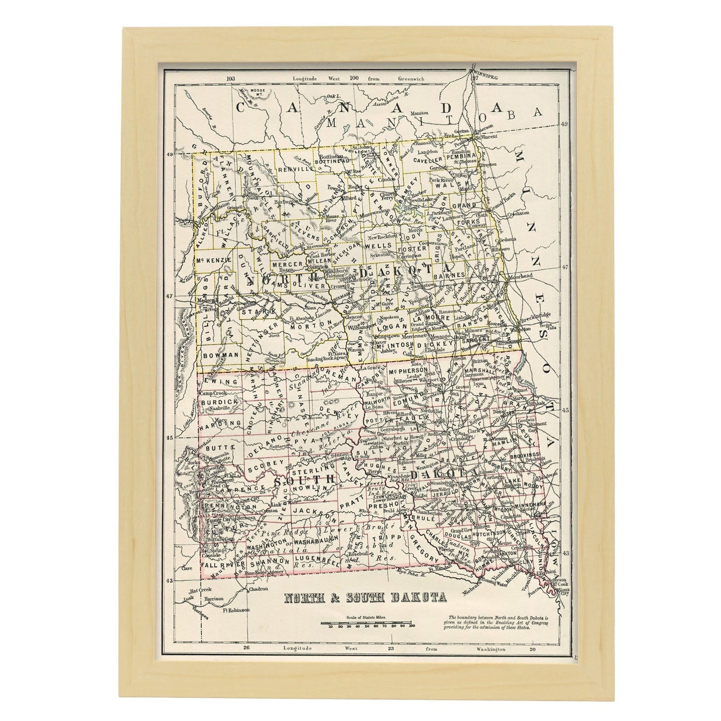 US states012 NorthSouth Dakota-Artwork-Nacnic-A3-Marco Madera clara-Nacnic Estudio SL