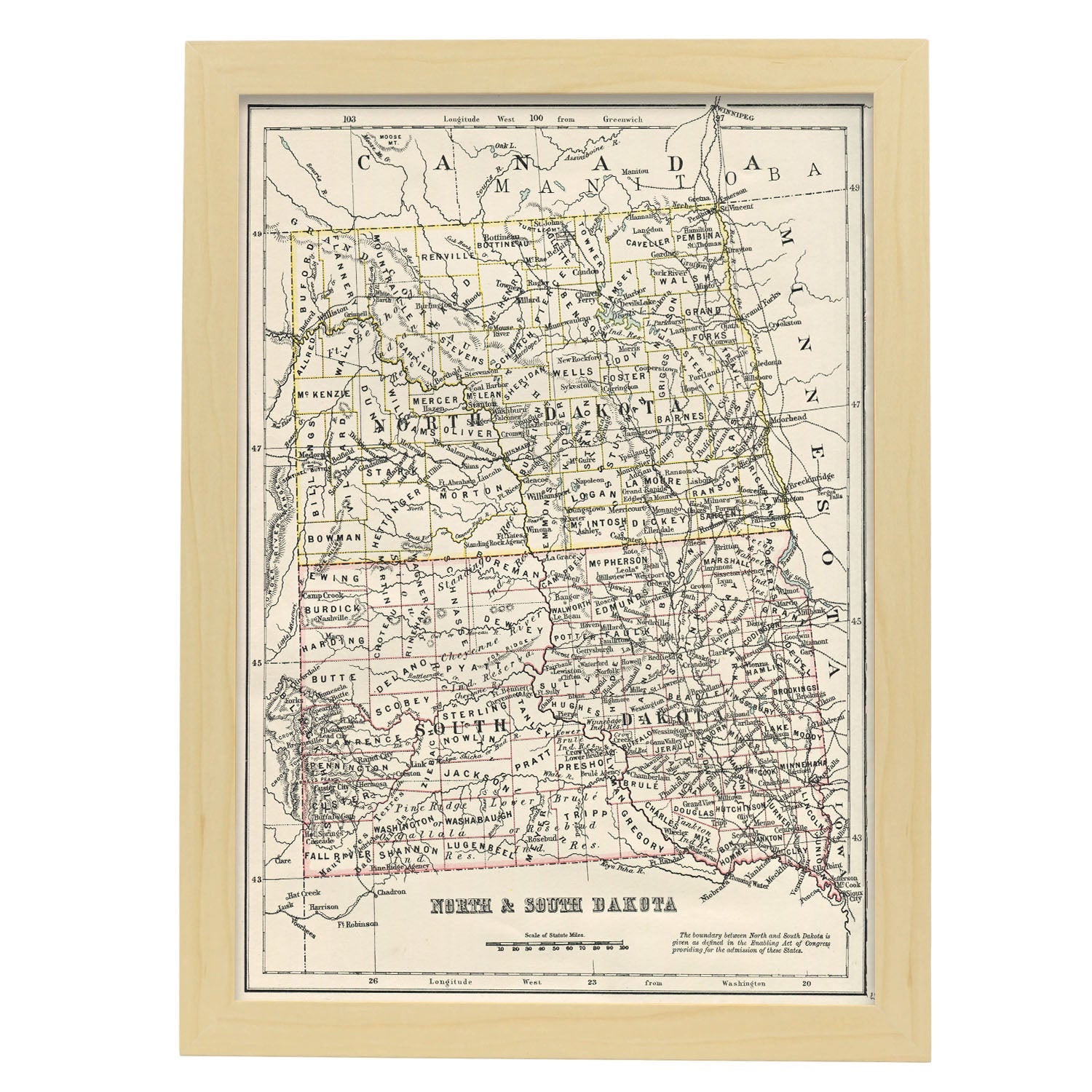 US states012 NorthSouth Dakota-Artwork-Nacnic-A3-Marco Madera clara-Nacnic Estudio SL