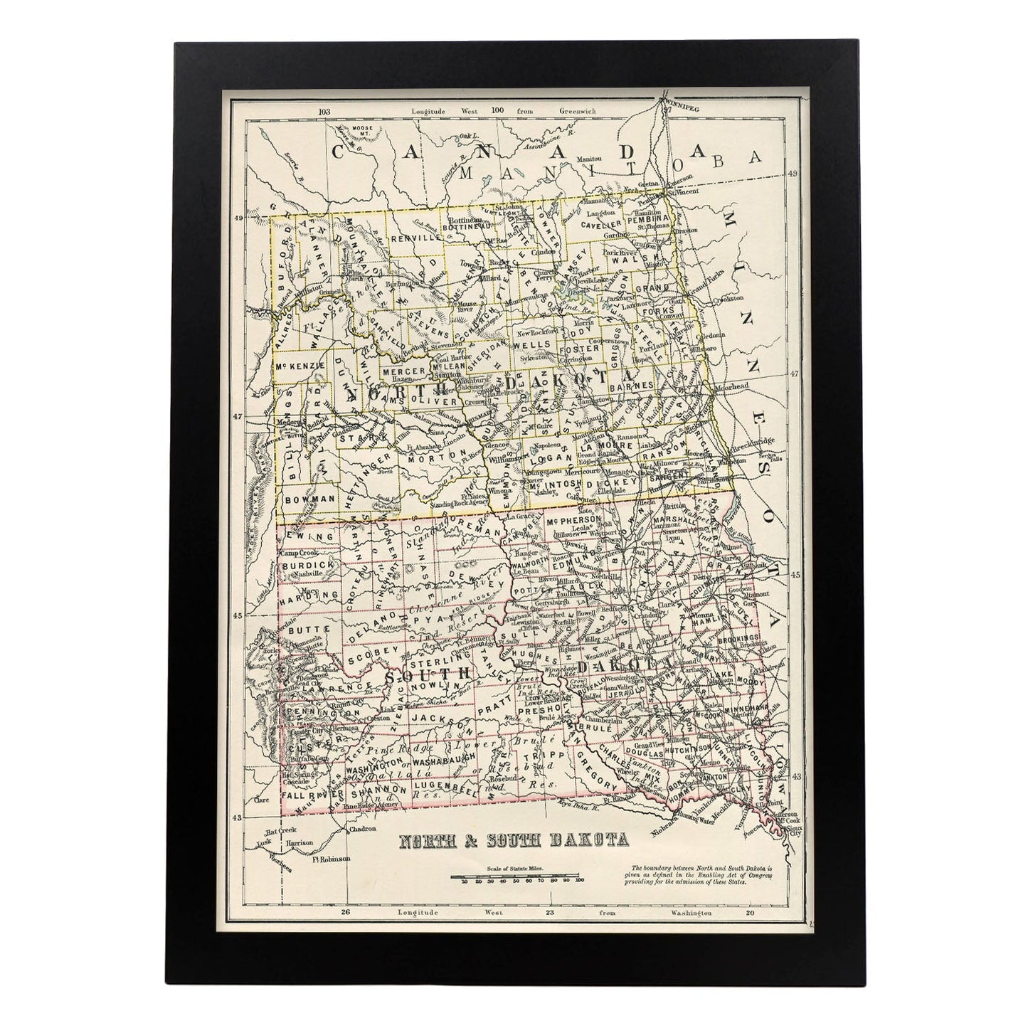 US states012 NorthSouth Dakota-Artwork-Nacnic-A3-Sin marco-Nacnic Estudio SL