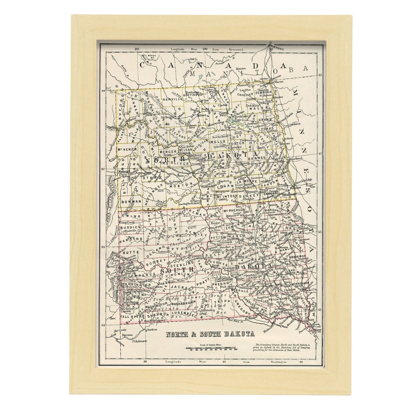 US states012 NorthSouth Dakota-Artwork-Nacnic-A4-Marco Madera clara-Nacnic Estudio SL