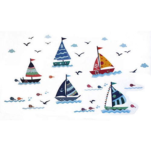 Vinilo decorativo Pegatina de pared Adhesiva Barcos en el océano para dormitorios Infantiles, zonas de juego, guarderias...Motivos Marineros-Nacnic-Nacnic Estudio SL
