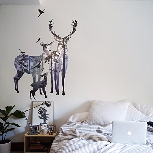 Vinilo decorativo Pegatina de pared Adhesiva Familia de Ciervos motivos Animales para salón, habitaciones-Nacnic-Nacnic Estudio SL