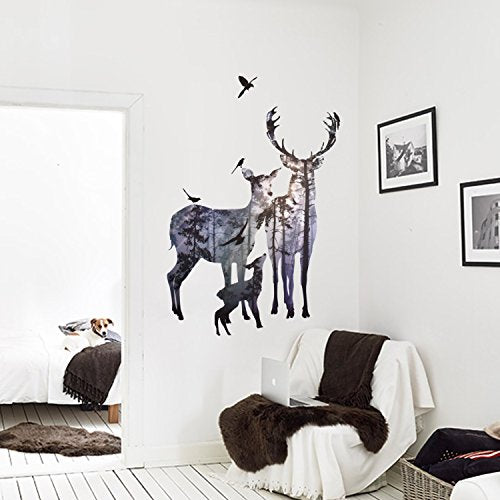 Vinilo decorativo Pegatina de pared Adhesiva Familia de Ciervos motivos Animales para salón, habitaciones-Nacnic-Nacnic Estudio SL