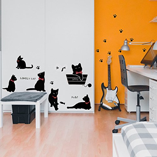 Vinilo decorativo Pegatina de pared Adhesiva Gatos Infantil habitaciones Infantiles, zonas de juegos...Vinilo original y divertido para Niños-Nacnic-Nacnic Estudio SL