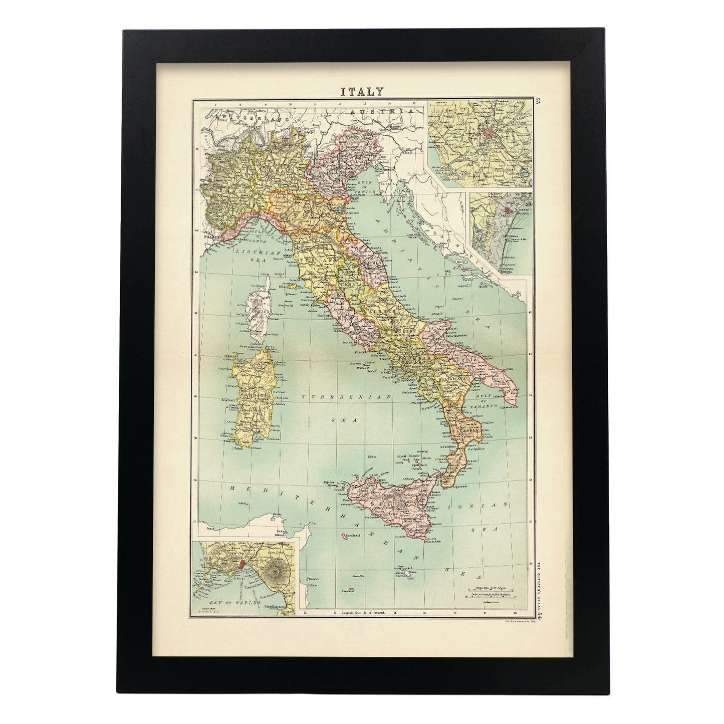 Vintage Map of Italy Citizen Atlas-Artwork-Nacnic-A3-Sin marco-Nacnic Estudio SL