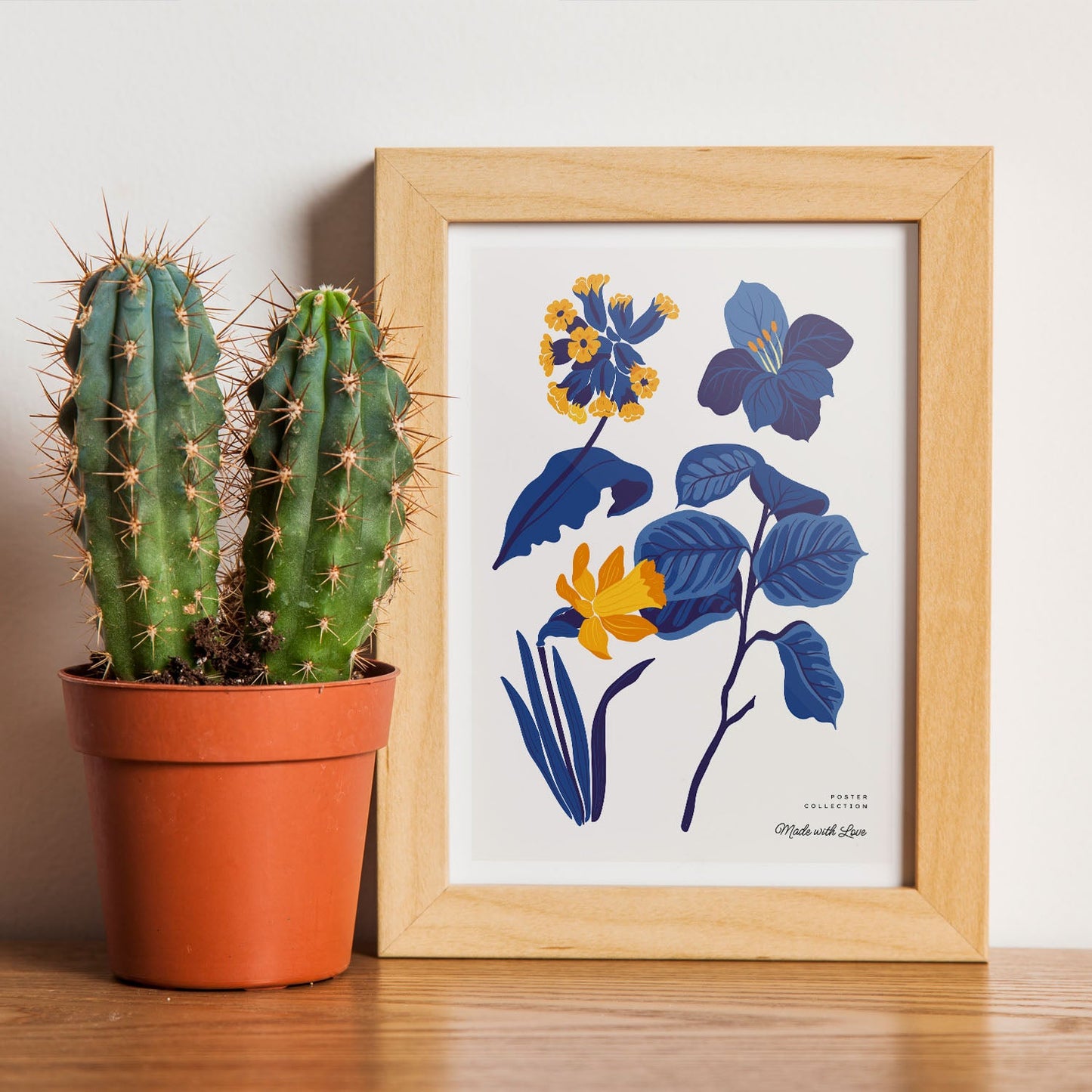 Yellow Flowers Blue Leaves-Artwork-Nacnic-Nacnic Estudio SL