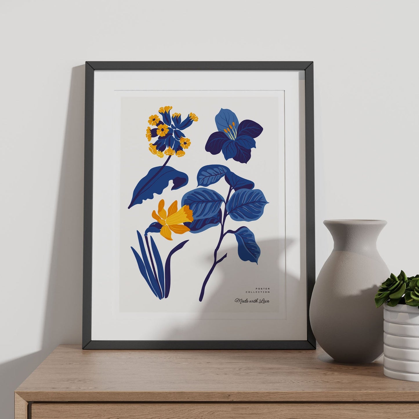 Yellow Flowers Blue Leaves-Artwork-Nacnic-Nacnic Estudio SL
