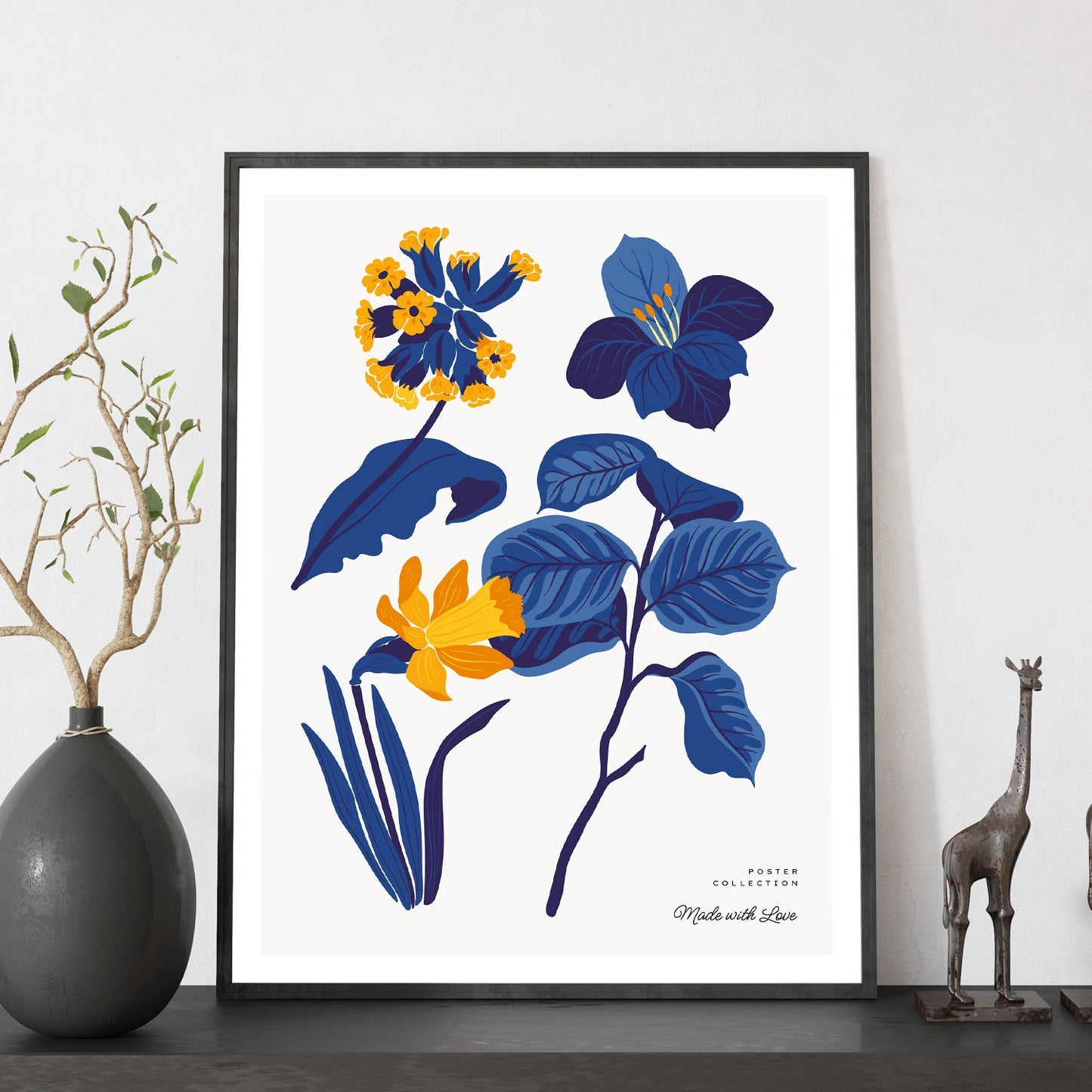 Yellow Flowers Blue Leaves-Artwork-Nacnic-Nacnic Estudio SL