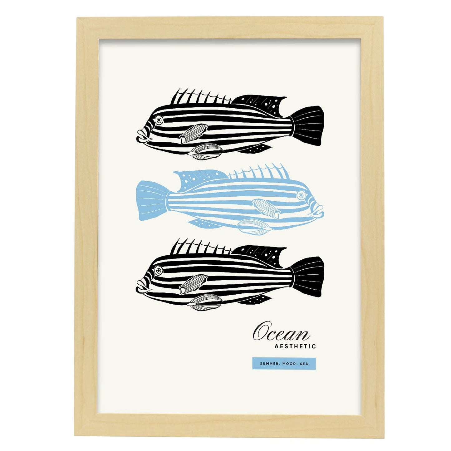 Zebrafish-Artwork-Nacnic-A3-Marco Madera clara-Nacnic Estudio SL