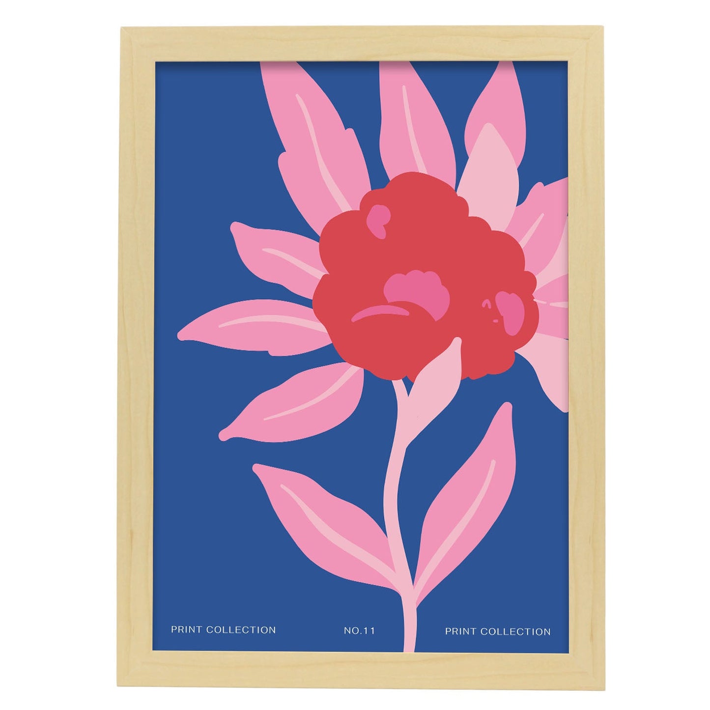 Zinnia Flower-Artwork-Nacnic-A3-Marco Madera clara-Nacnic Estudio SL