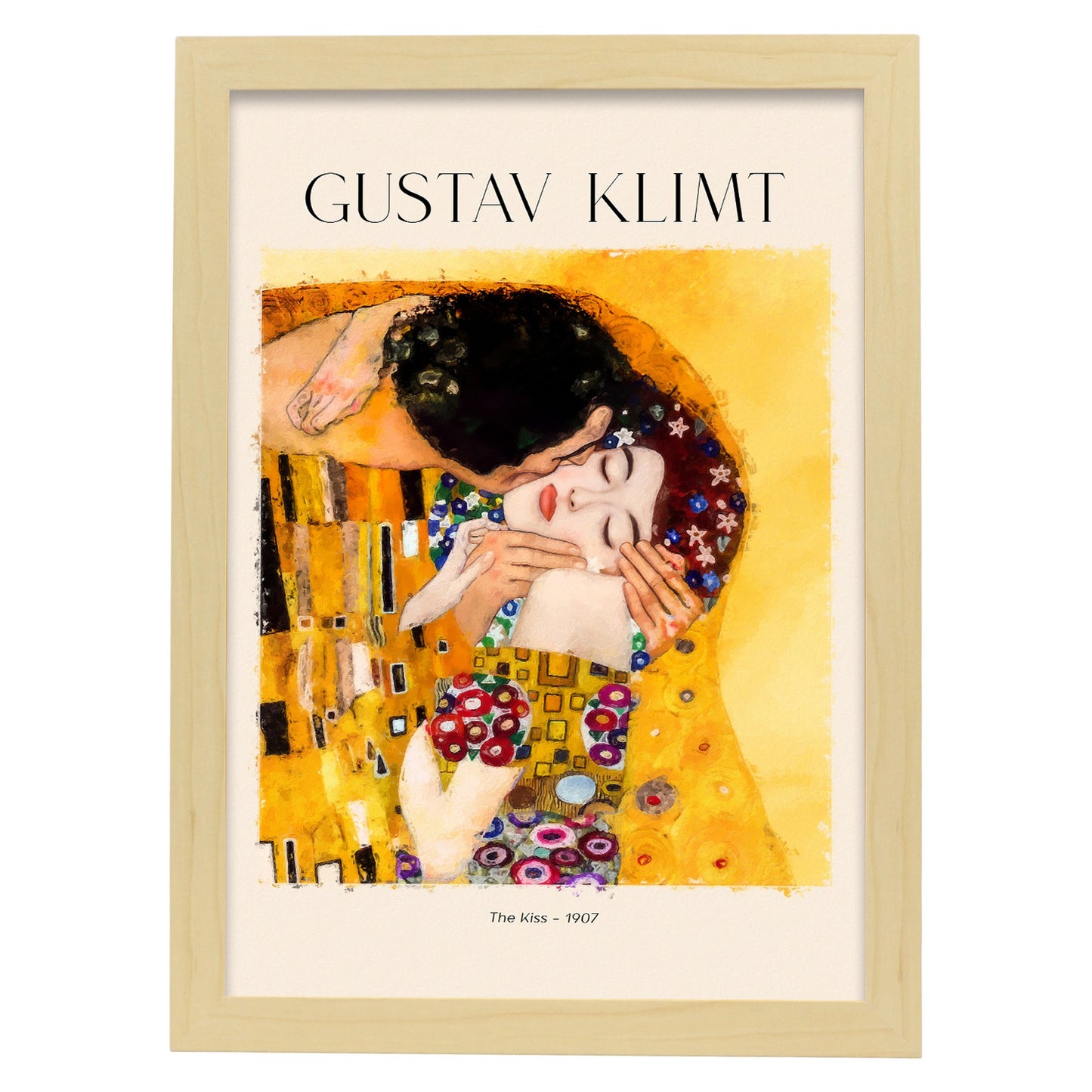 Lámina de arte El beso inspirada en Gustav Klimt