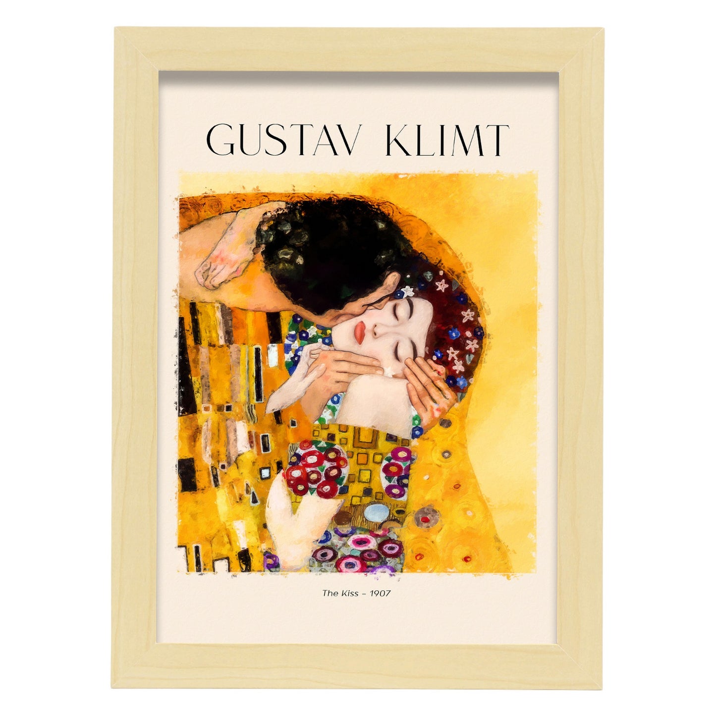 Lámina de arte El beso inspirada en Gustav Klimt