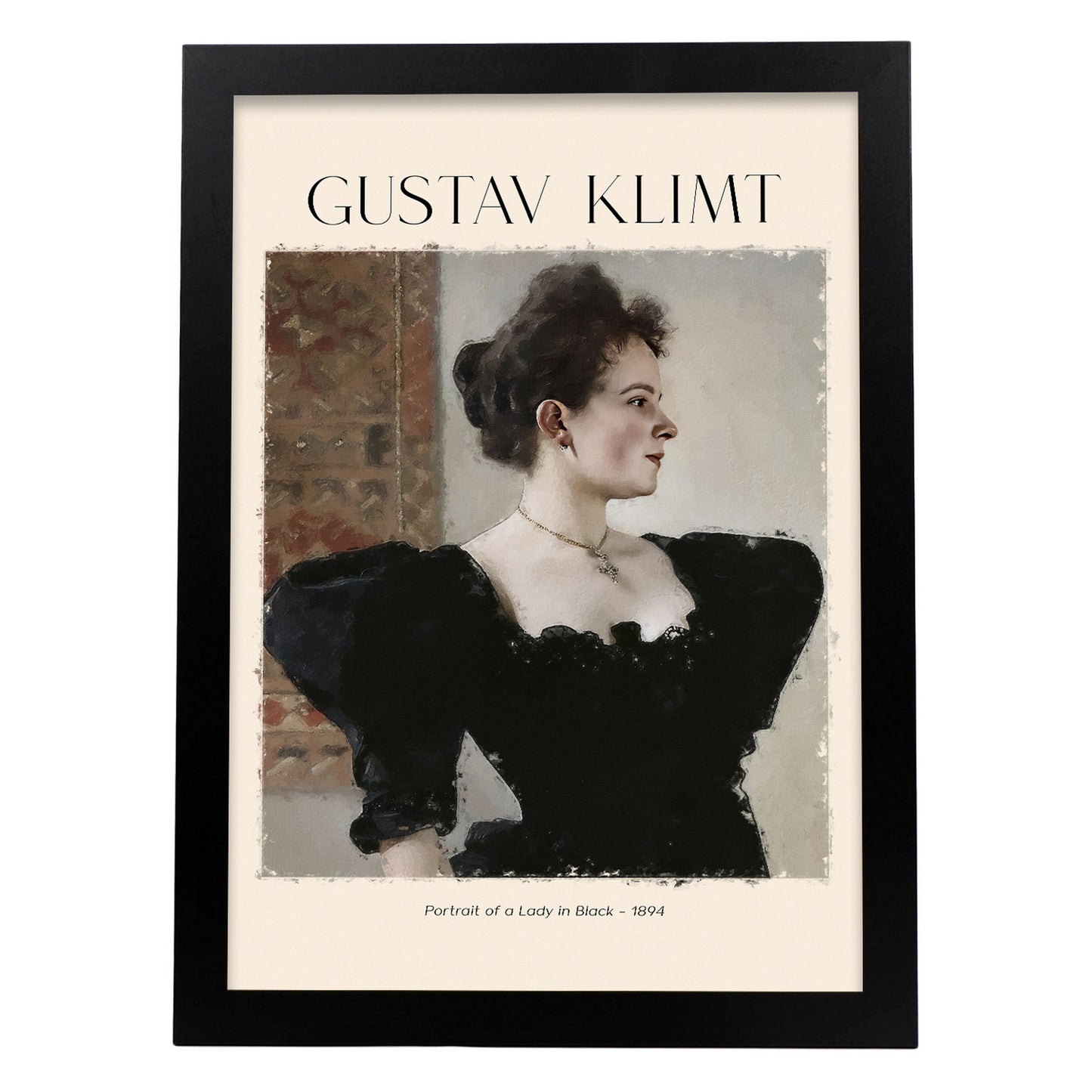 Lámina de Dama de Negro inspirada en Gustav Klimt