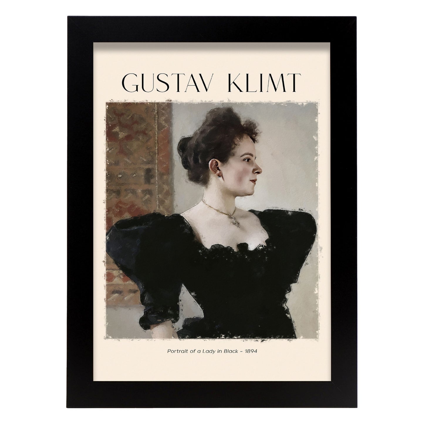 Lámina de Dama de Negro inspirada en Gustav Klimt