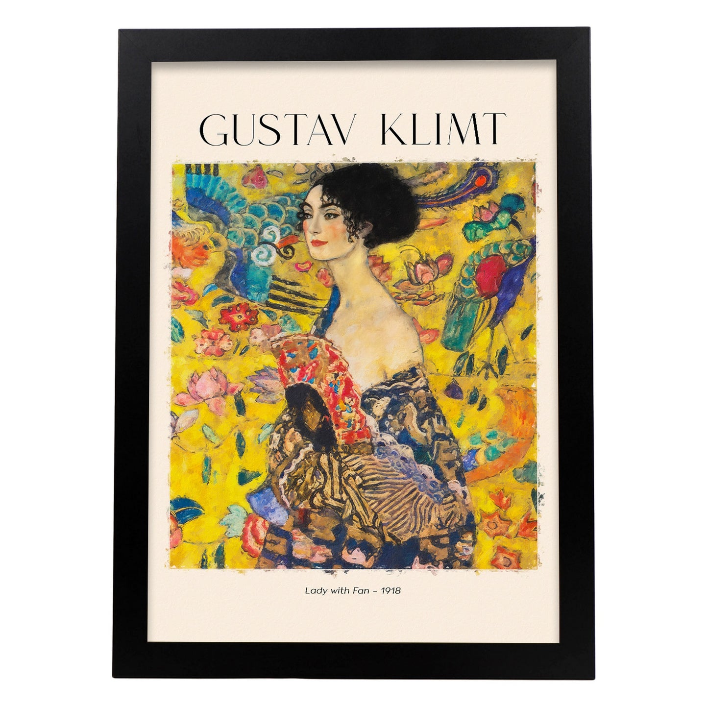 Lámina de Dama con abanico estilo Gustav Klimt