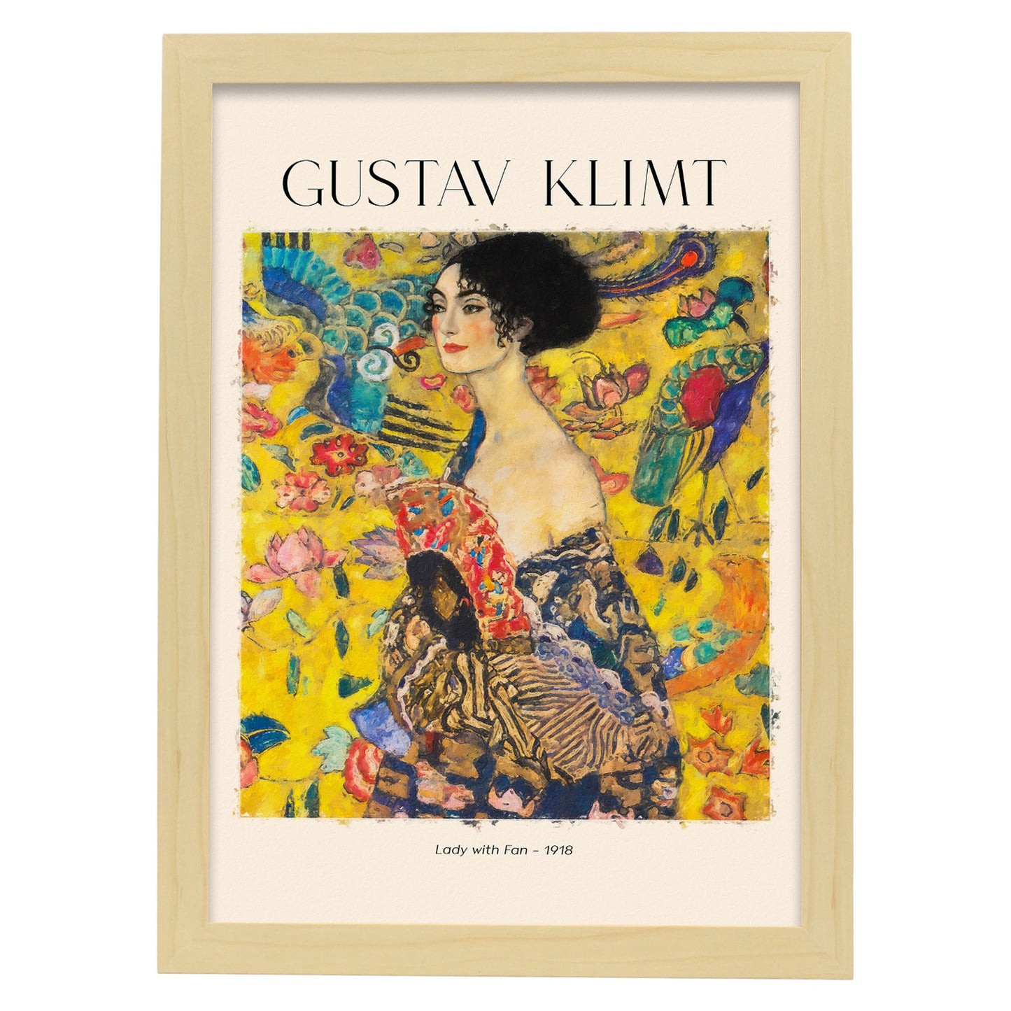 Lámina de Dama con abanico estilo Gustav Klimt