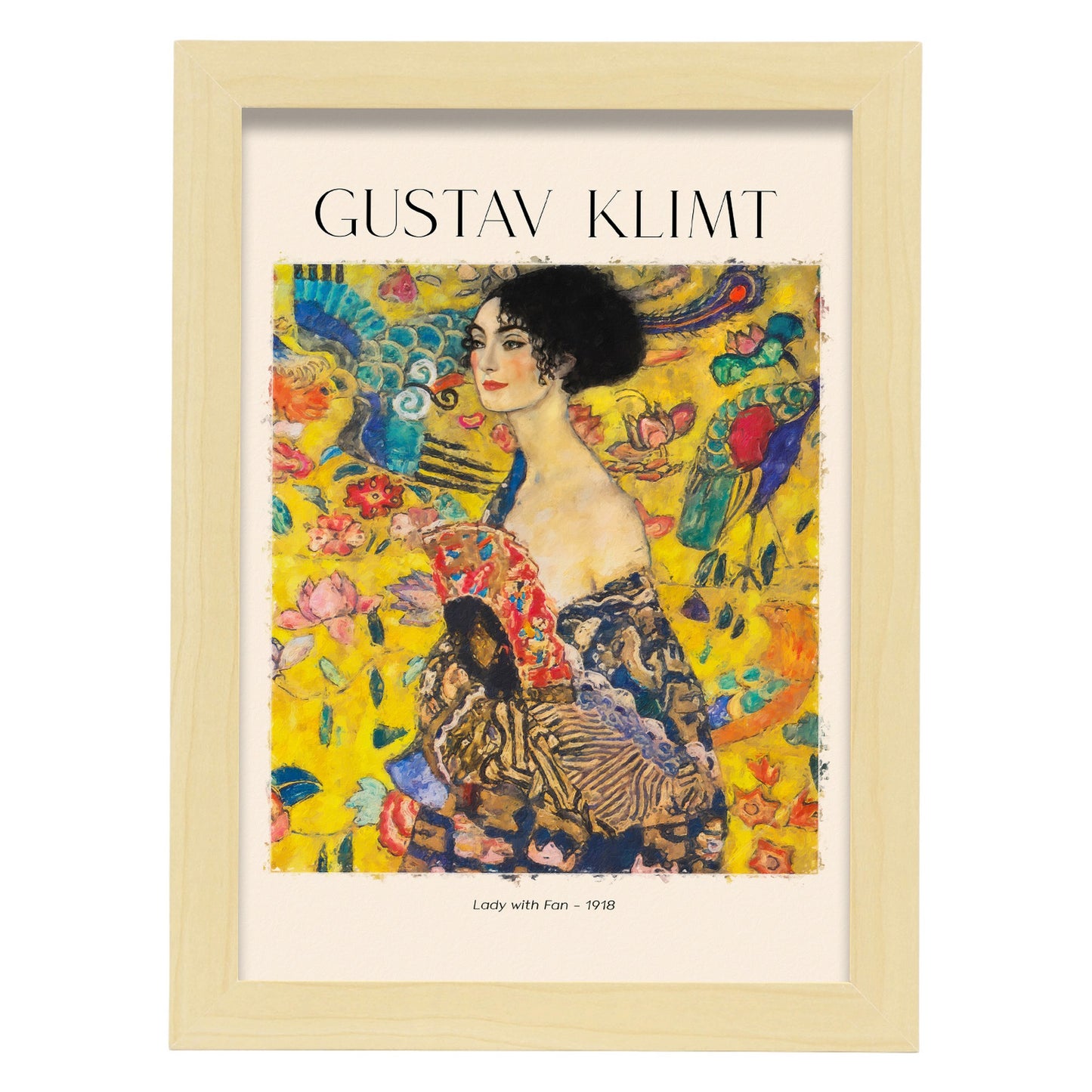 Lámina de Dama con abanico estilo Gustav Klimt