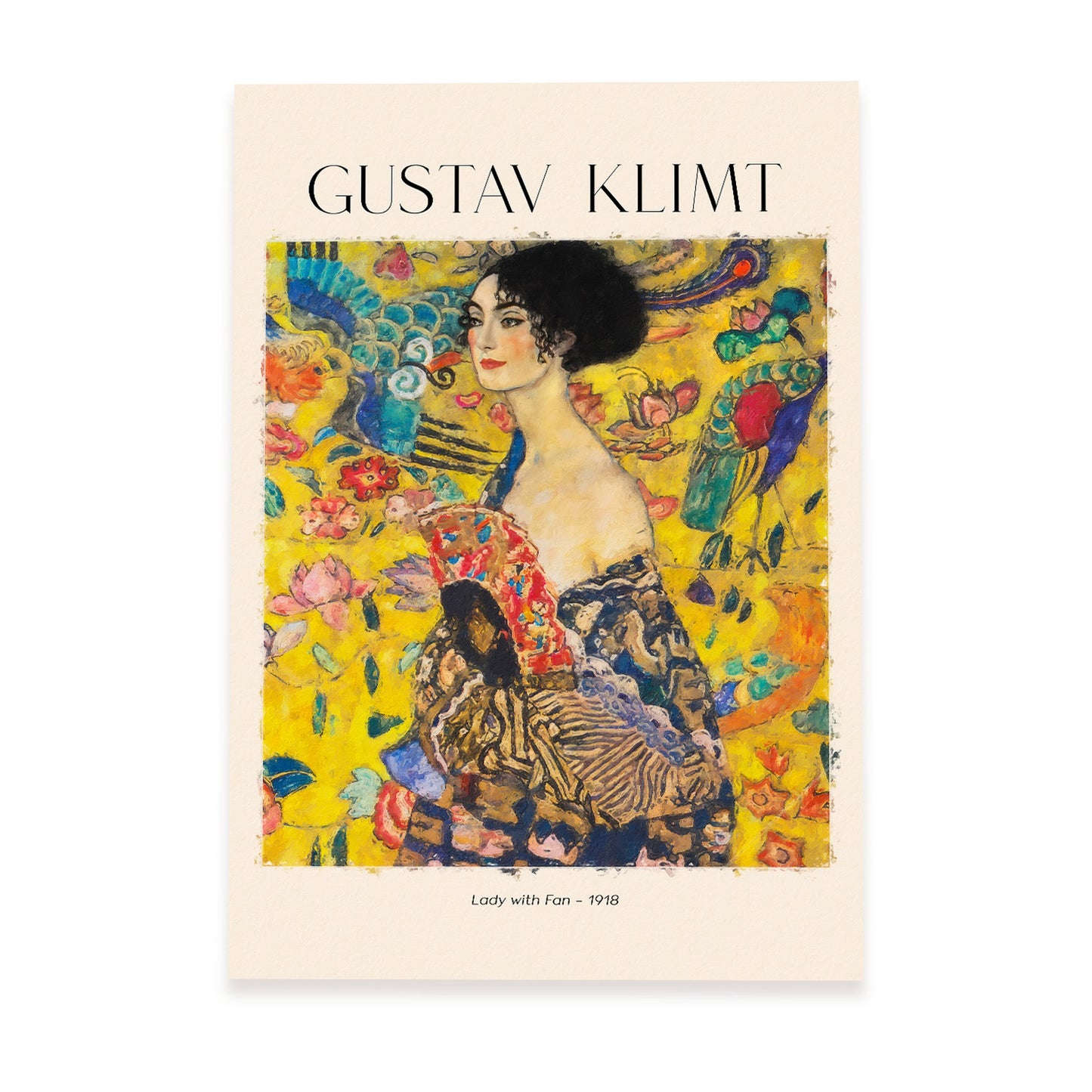 Lámina de Dama con abanico estilo Gustav Klimt