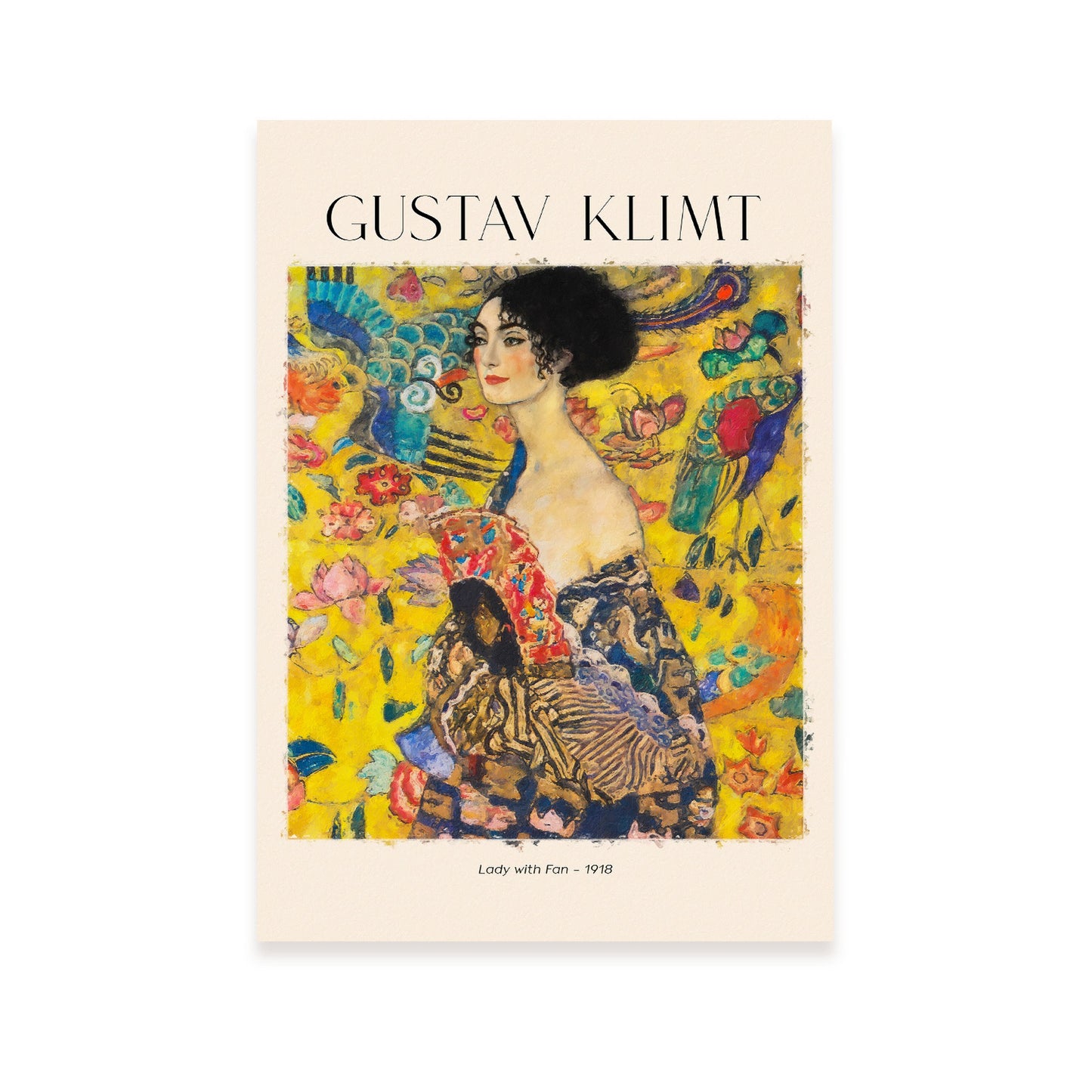 Lámina de Dama con abanico estilo Gustav Klimt