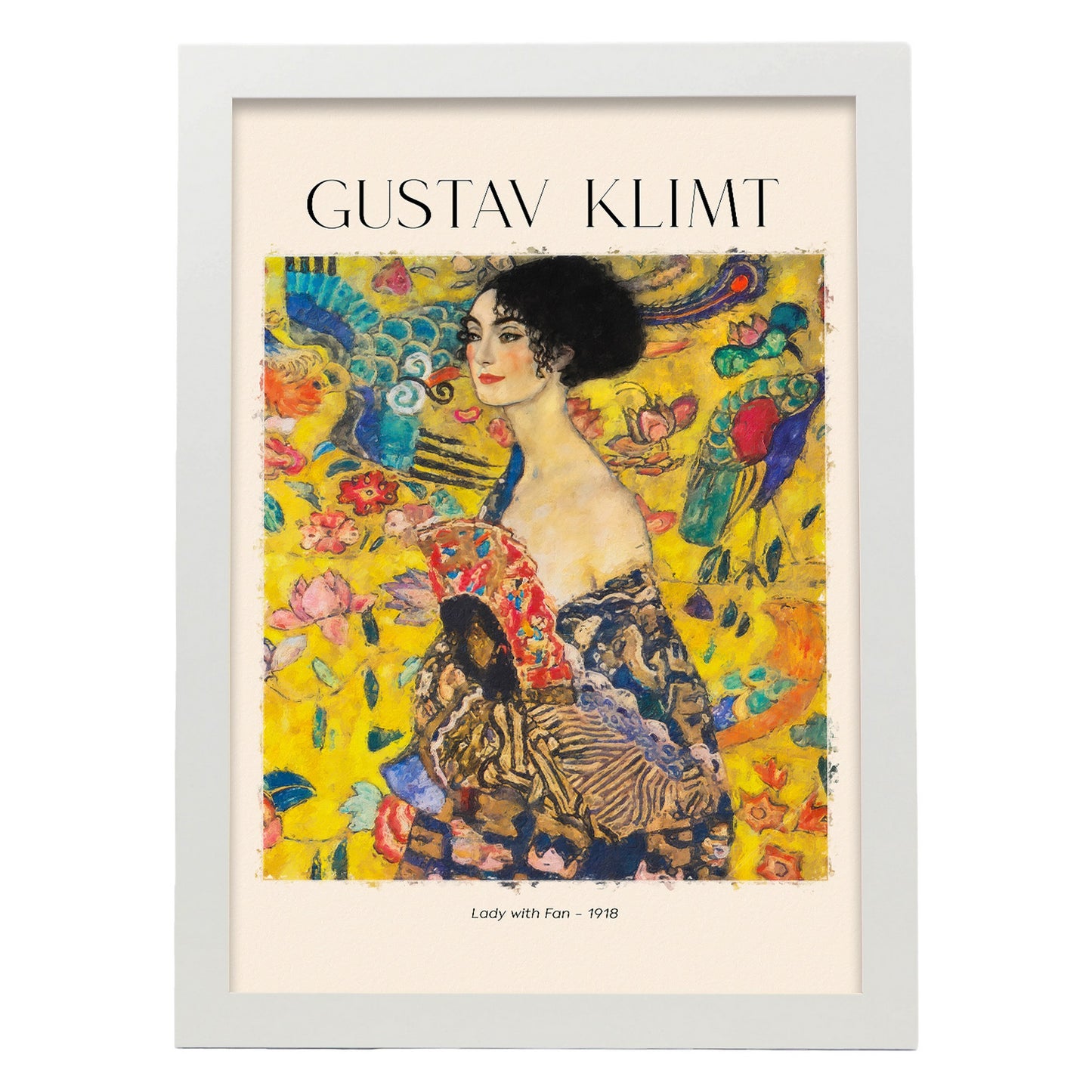 Lámina de Dama con abanico estilo Gustav Klimt