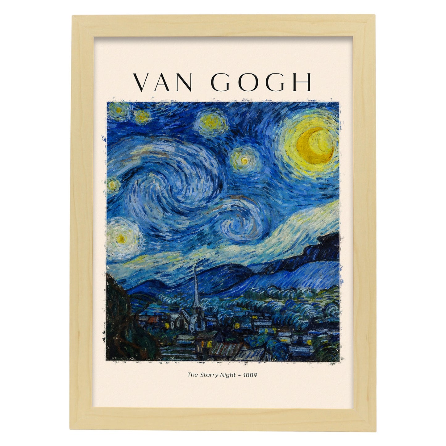 Lámina estética de Noche Estrellada inspirada en Van Gogh