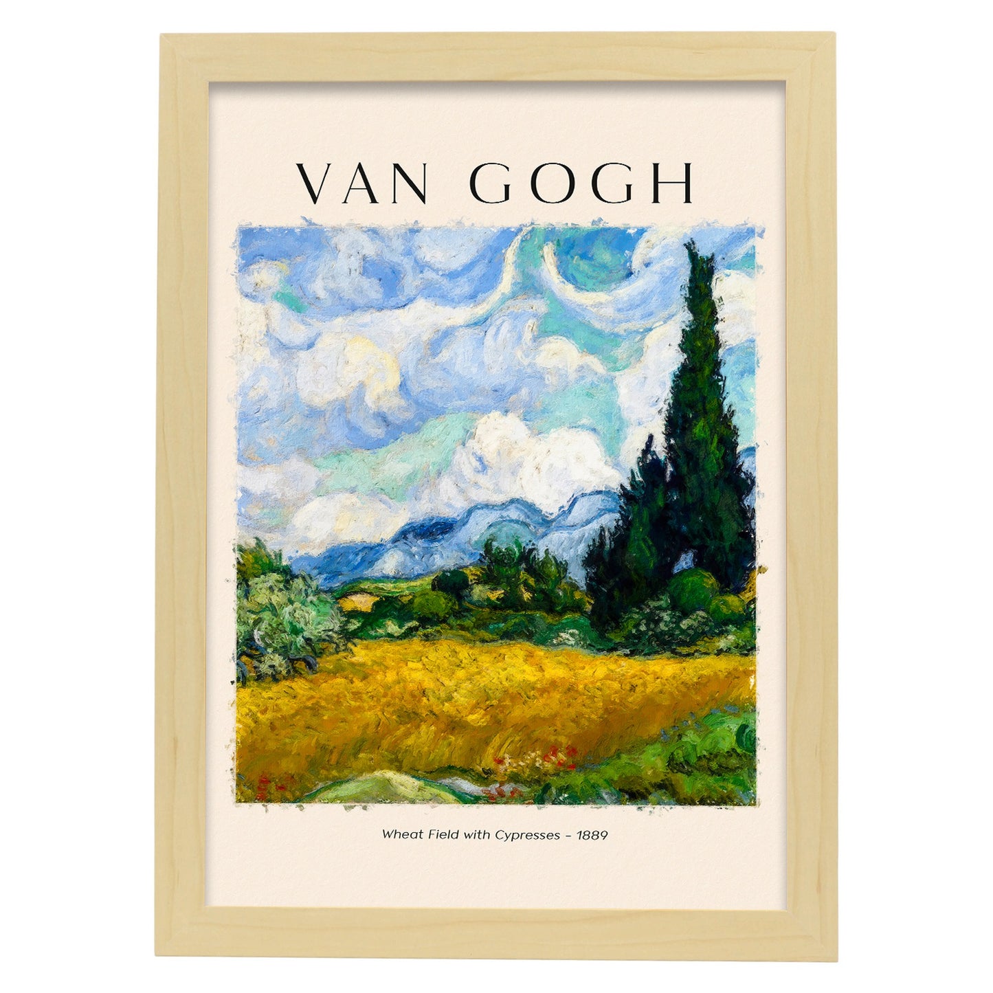 Lámina de Campo en Neumático con Cipreses Inspirada en Van Gogh