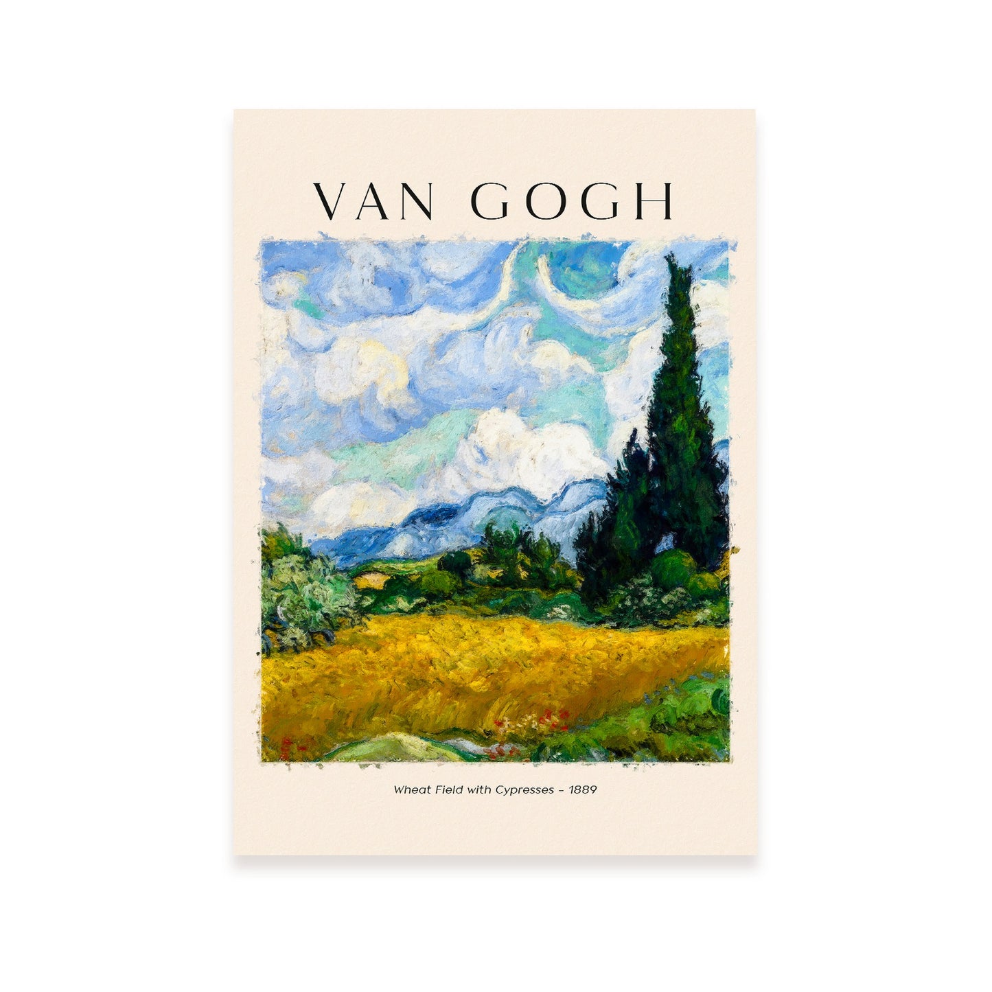 Lámina de Campo en Neumático con Cipreses Inspirada en Van Gogh