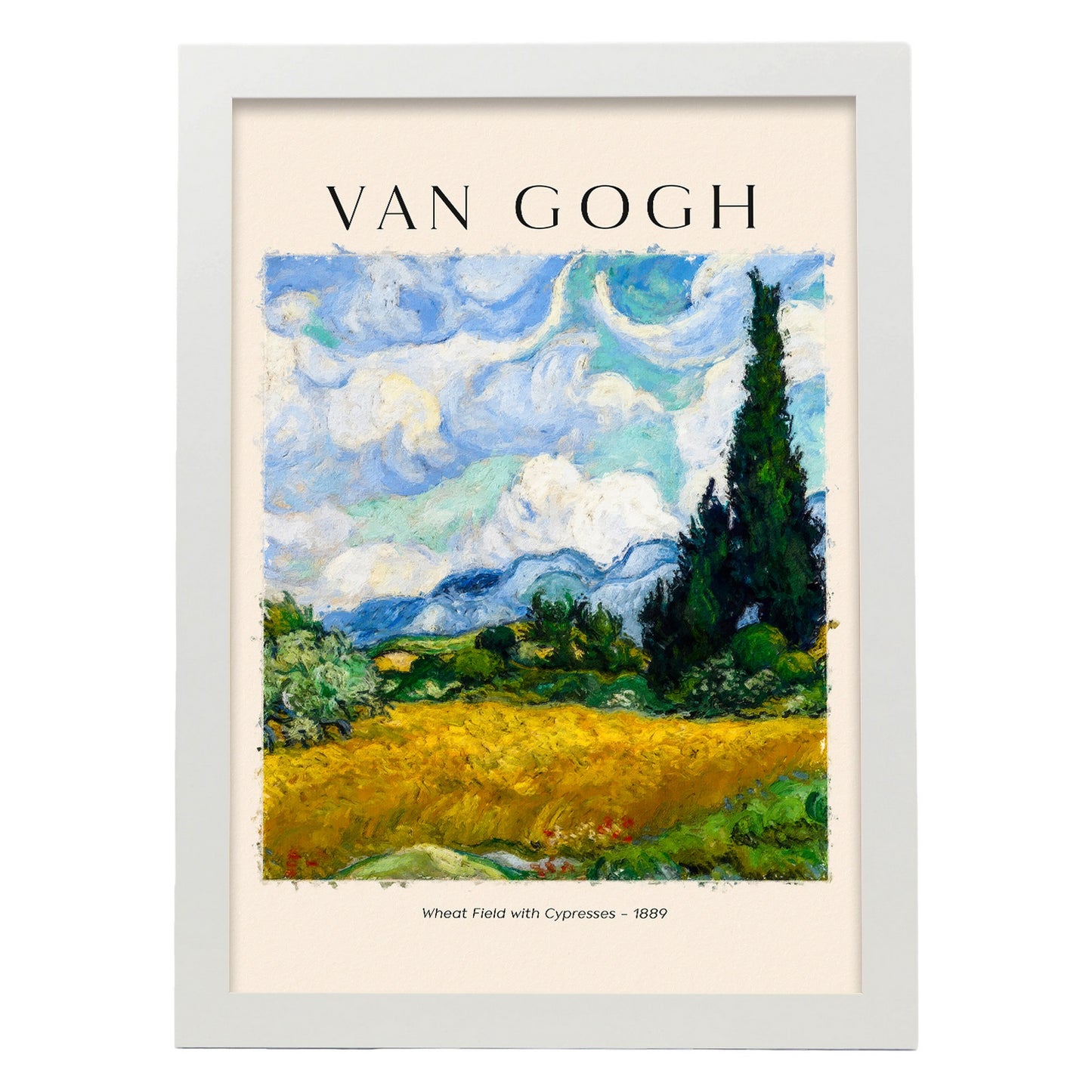 Lámina de Campo en Neumático con Cipreses Inspirada en Van Gogh