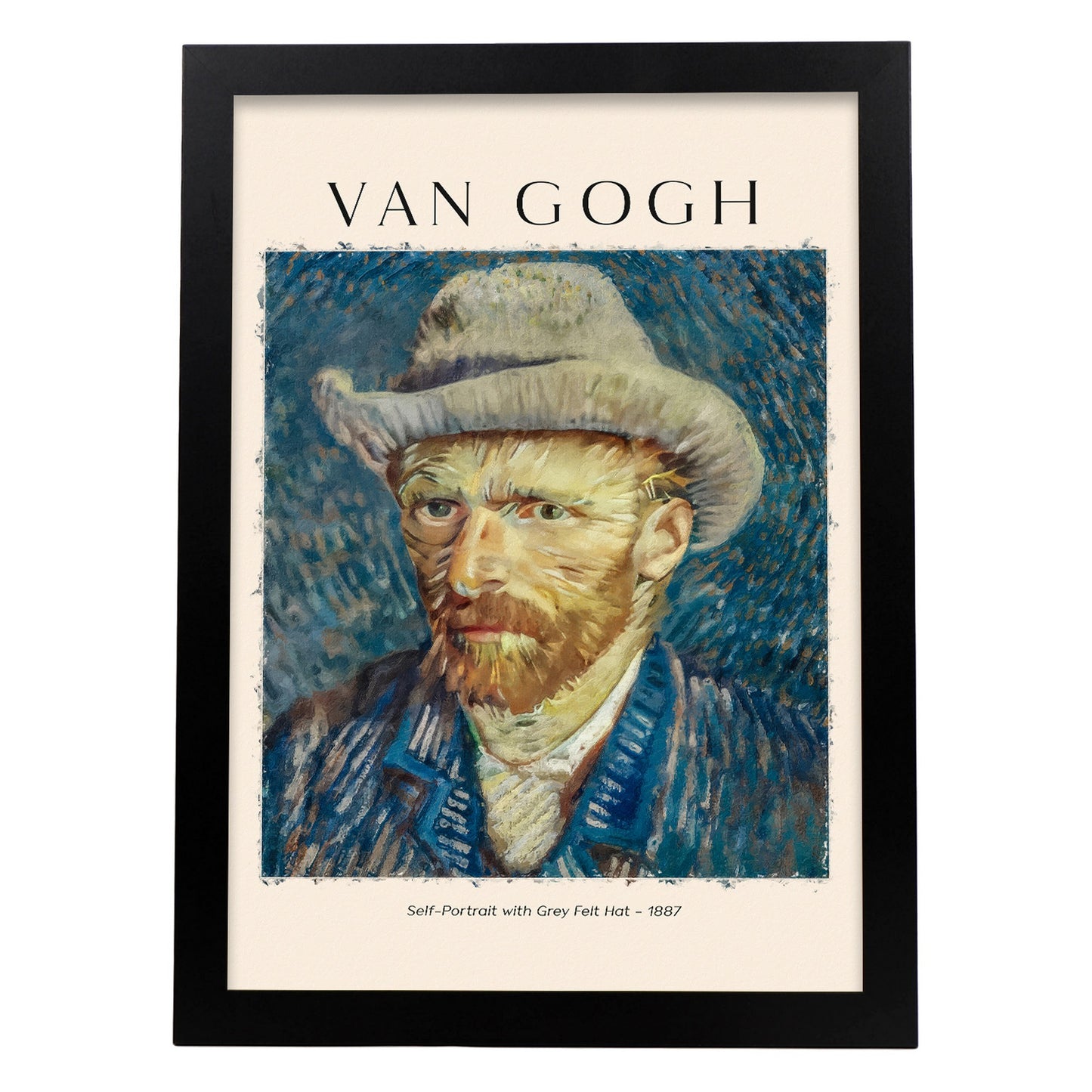 Lámina poster de Autorretrato con sombrero de fieltro gris Cuadros decorativos para tu salón, dormitorio, hogar. Estampados de arte de pared. Impresiones de pared estética inspiradas en Van Gogh A4