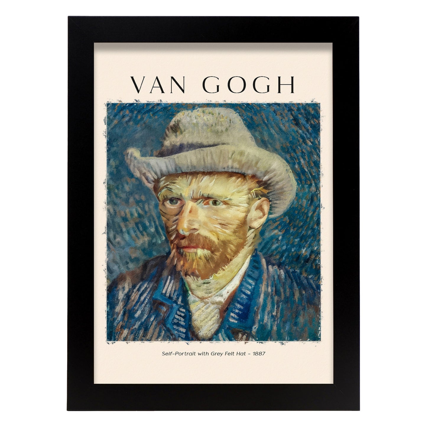 Lámina poster de Autorretrato con sombrero de fieltro gris Cuadros decorativos para tu salón, dormitorio, hogar. Estampados de arte de pared. Impresiones de pared estética inspiradas en Van Gogh A4