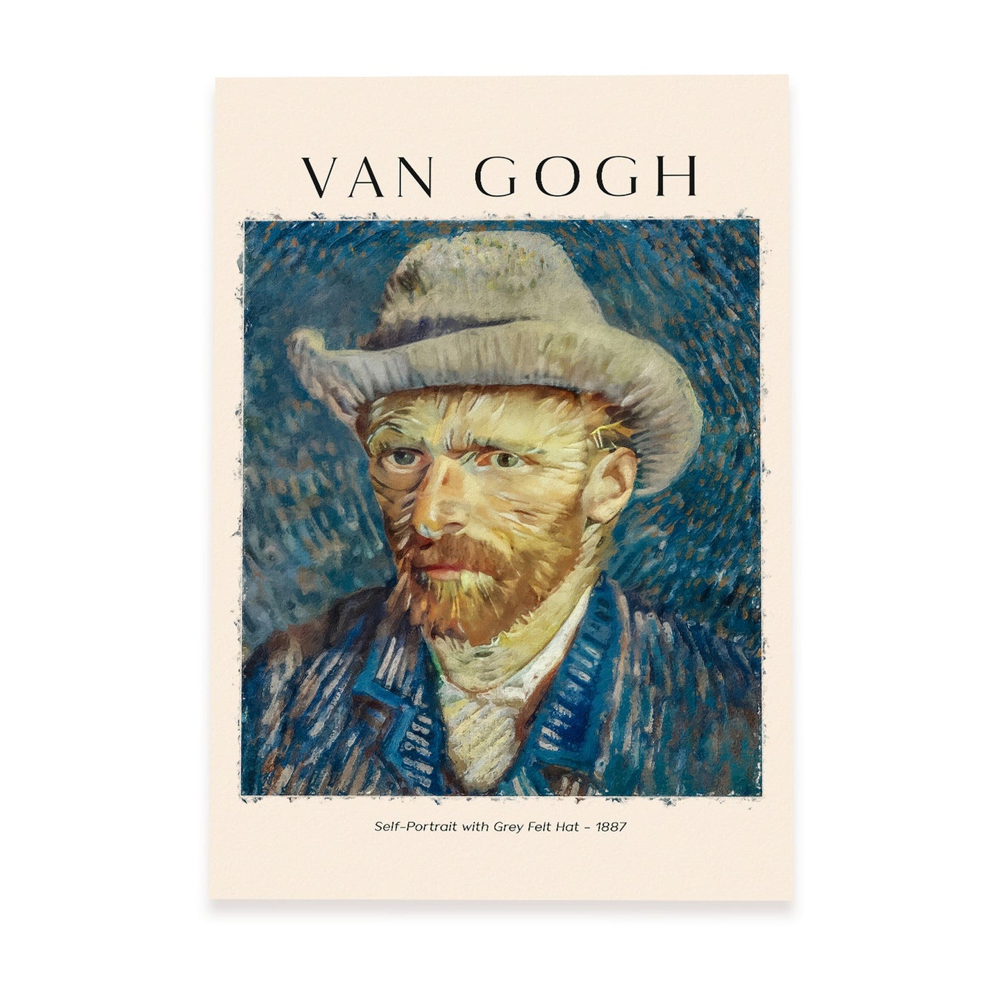 Lámina poster de Autorretrato con sombrero de fieltro gris Cuadros decorativos para tu salón, dormitorio, hogar. Estampados de arte de pared. Impresiones de pared estética inspiradas en Van Gogh A4