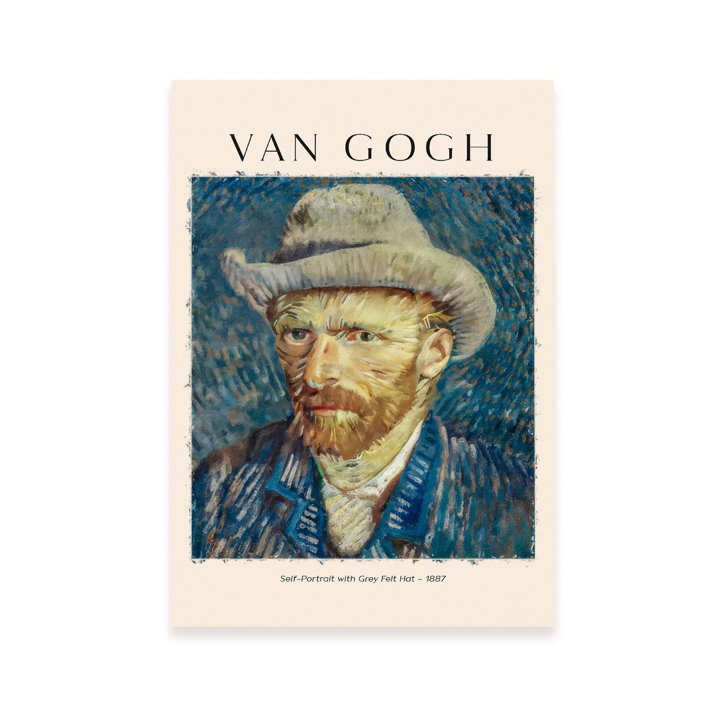 Lámina poster de Autorretrato con sombrero de fieltro gris Cuadros decorativos para tu salón, dormitorio, hogar. Estampados de arte de pared. Impresiones de pared estética inspiradas en Van Gogh A4
